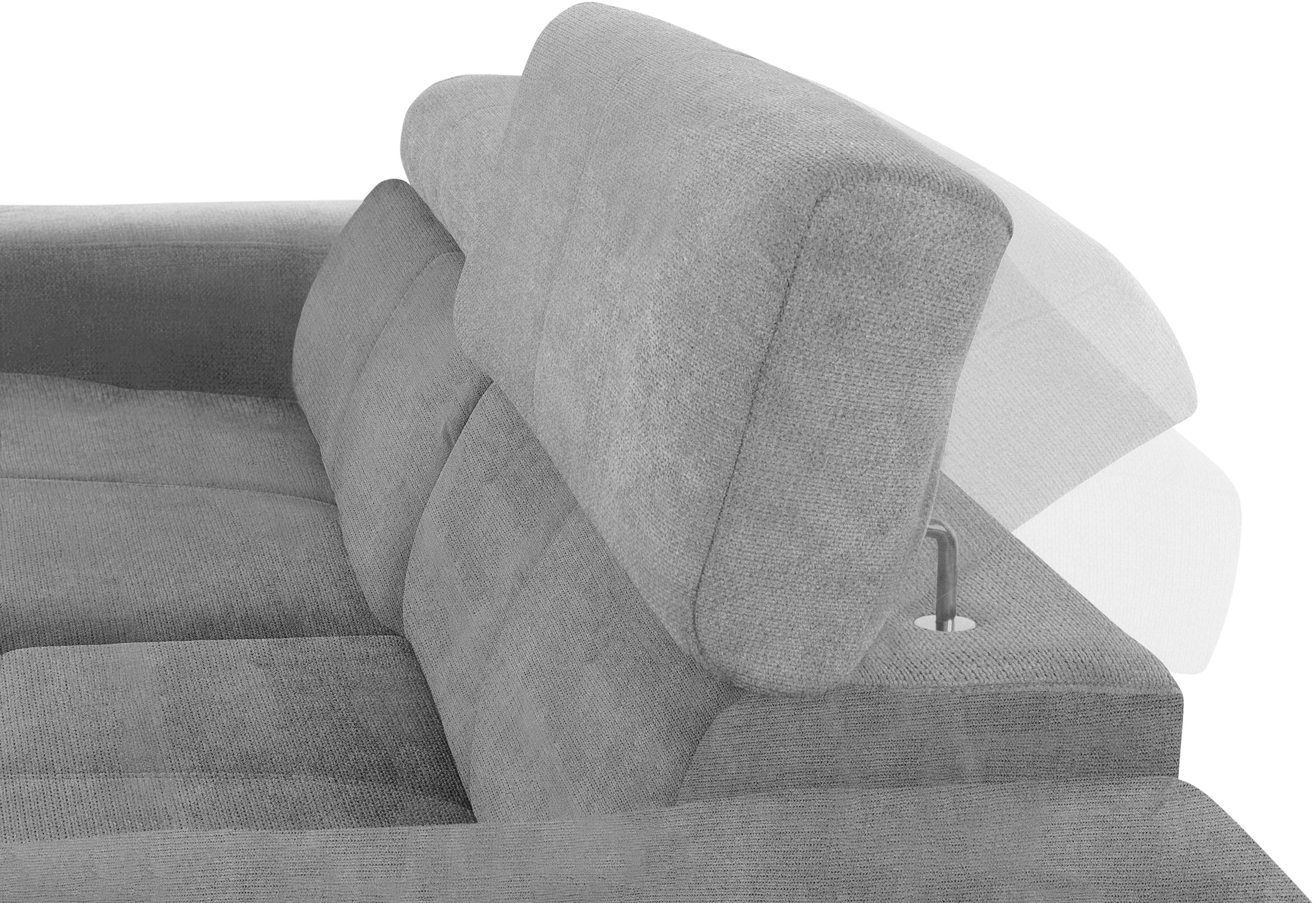 DOMO collection Ecksofa »Brandon, inkl. Kopfteilverstellung, B/T/H: 214/100/80 cm, L-Form«, Mit Kopfteilverstellung, auch in Leder und Cord, L-Form