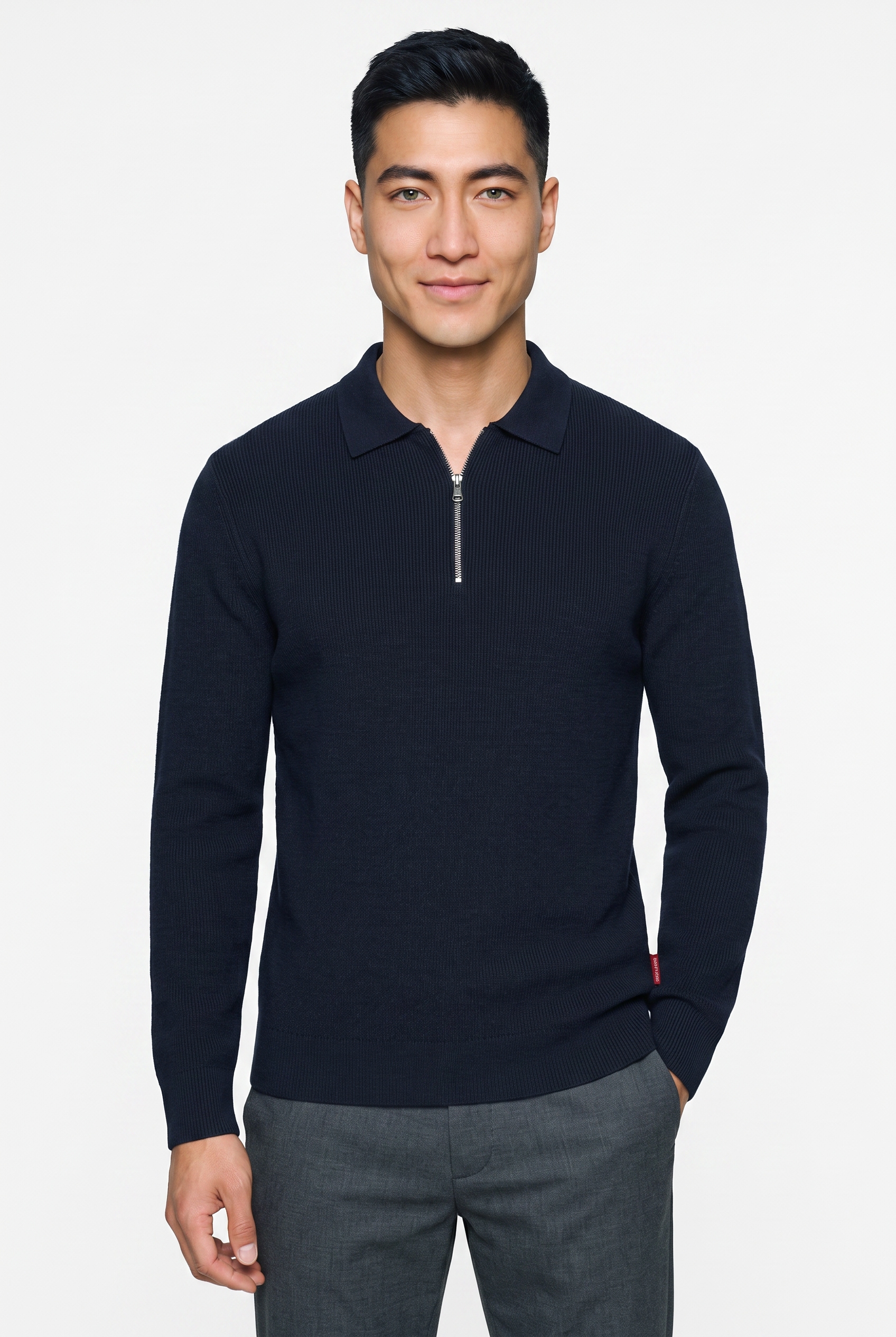 JOOP JEANS Herren Polokragenpullover "Chilesco", blau, Gr. XXXL, unifarben, Strick, Obermaterial: 70% Polyester, 30% Baumwolle, Pullover