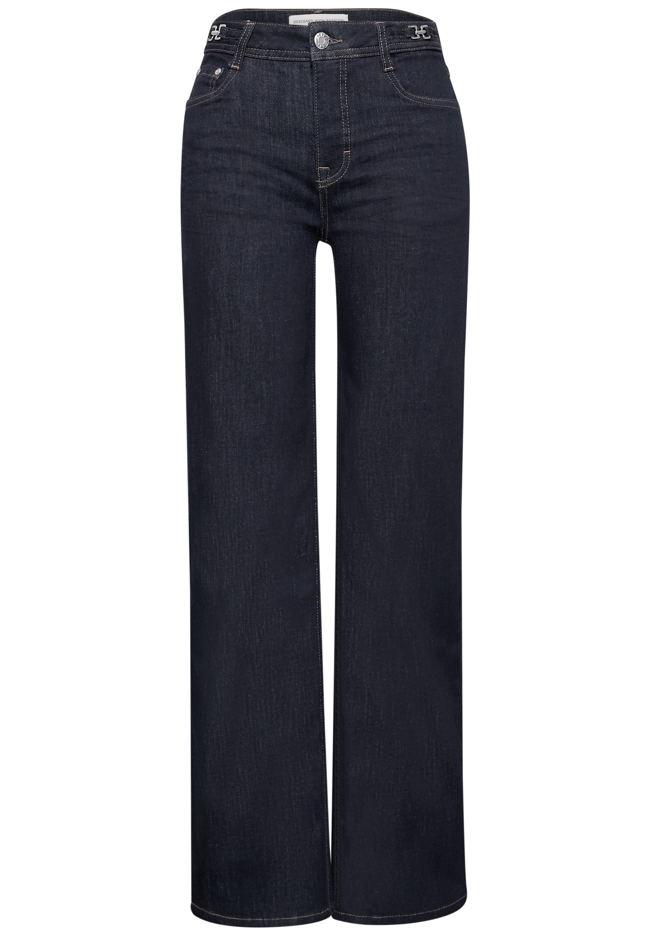 STREET ONE Loose-fit-Jeans »Style Emee« Denim in Rinsed-Optik mit Details am Bund
