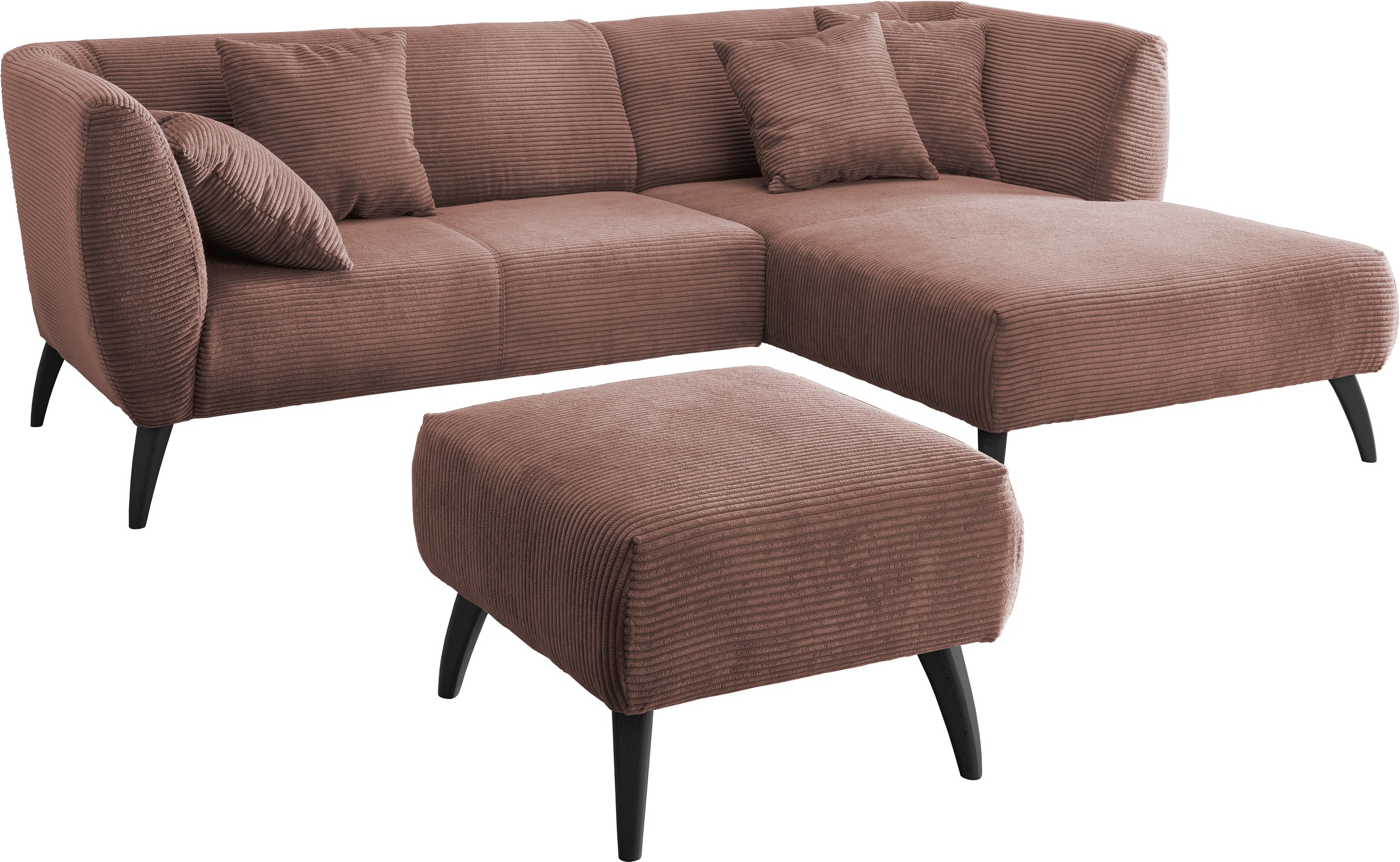 INOSIGN Ecksofa "Colori L-Form", Holzfußfarbe wählbar, inkl. 4x Zierkissen günstig online kaufen