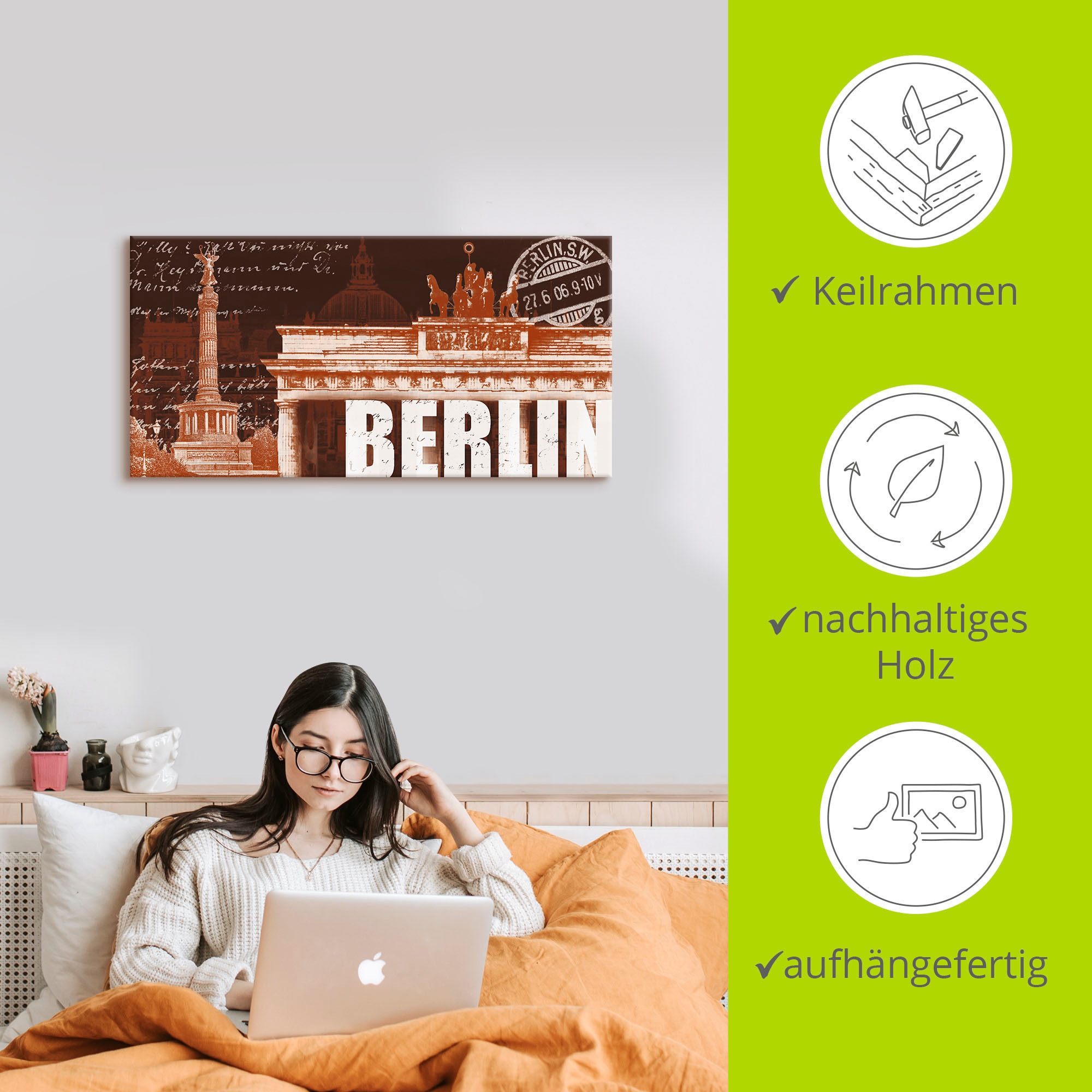 Artland Leinwandbild »Berlin Collage«, Berlin, (1 St.), auf Keilrahmen gespannt
