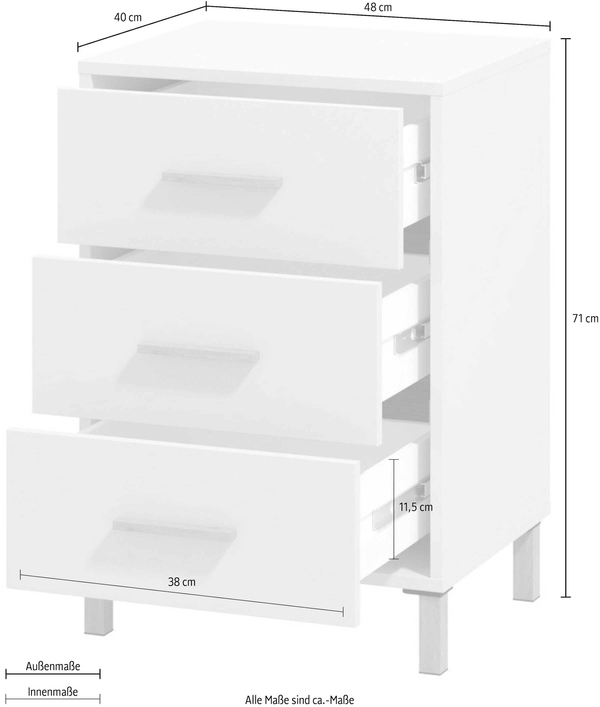 Home affaire Nachtkommode »Belfort Nachtschrank Nachttisch Made in Europe«, mit 2 oder 3 Schubladen, FSC®-zertifizierter, Trendfarbe cashmere