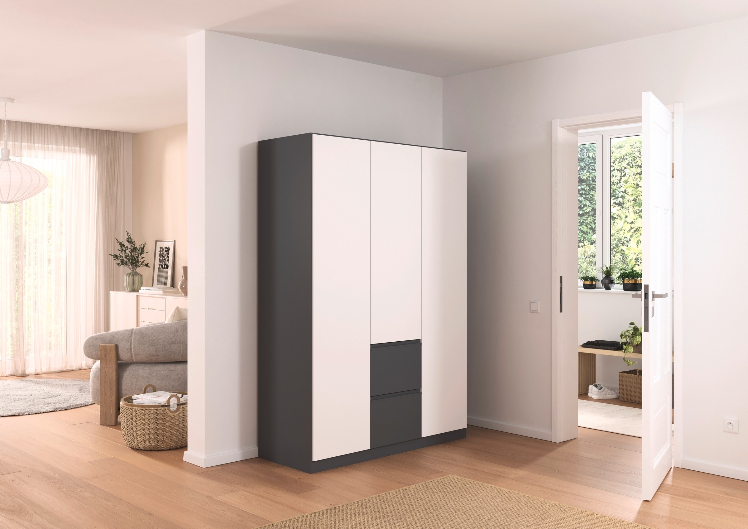 rauch Drehtürenschrank »Kleiderschrank Schrank Garderobe Wäscheschrank BRISTOL in 2 Breiten«, grifflose Front mit Push-to-Open Funktion in 2 Breiten MADE IN GERMANY