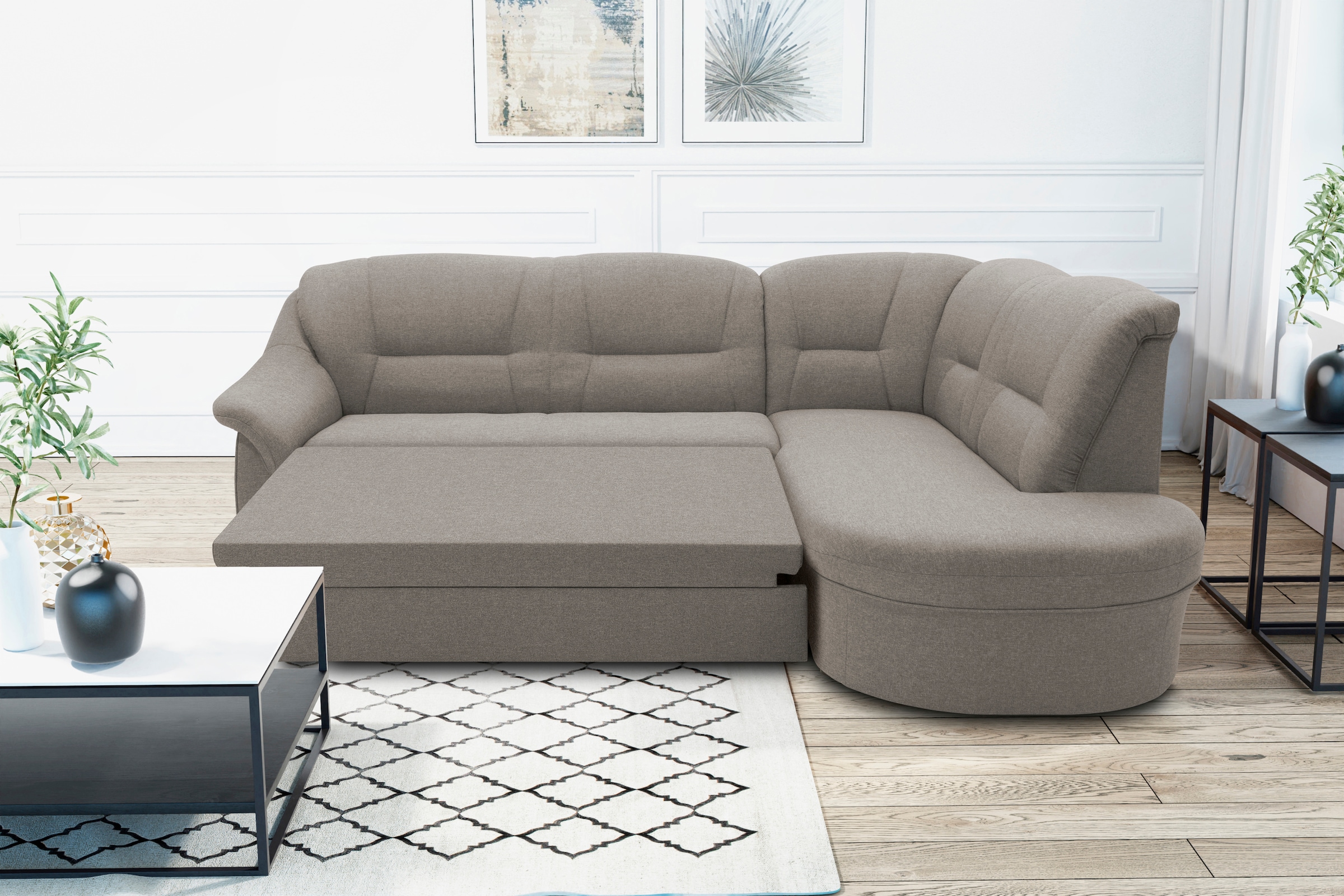 DOMO collection Ecksofa "Faenza für kleine Räume, Stellmaße 232x176cm, komf günstig online kaufen