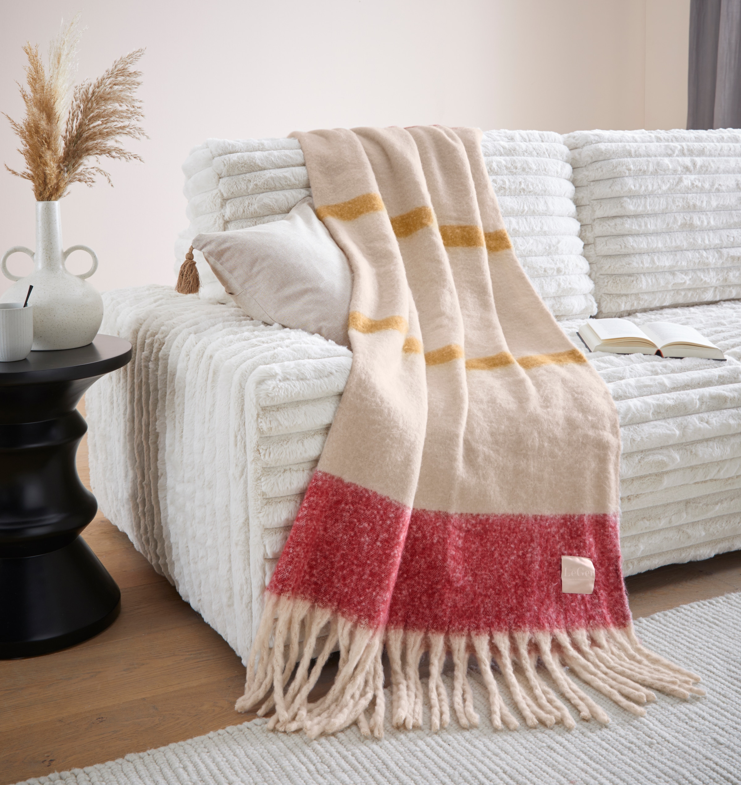 LeGer Home by Lena Gercke Wohndecke "LeGer Chunky Fringes, Kuscheldecke im stilvollem Design", Kuschelige und wärmende D