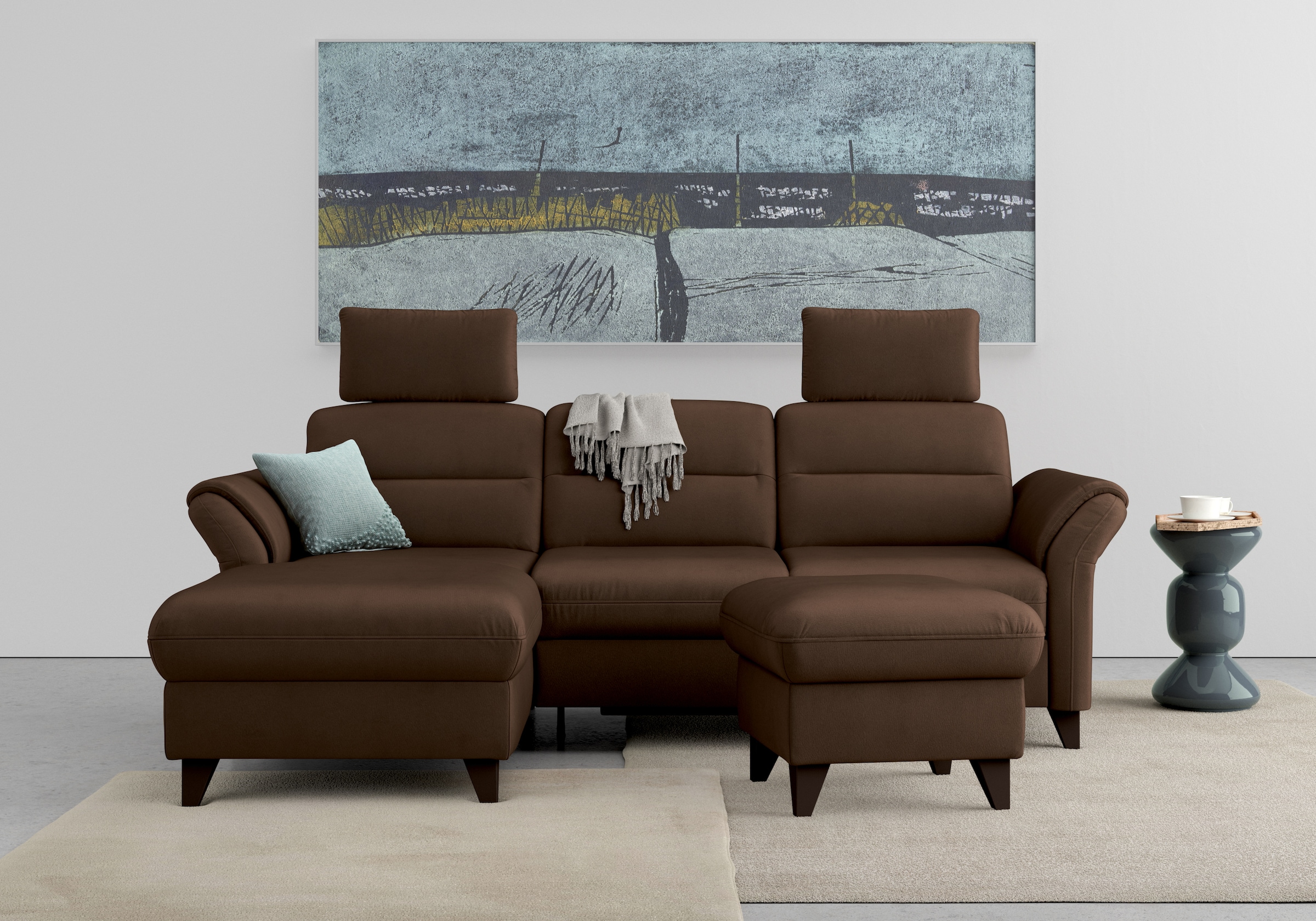 sit&more Ecksofa "Mellum L-Form" Federkern, optional Schlaffunktion, Bettkasten & Armteilfunktion