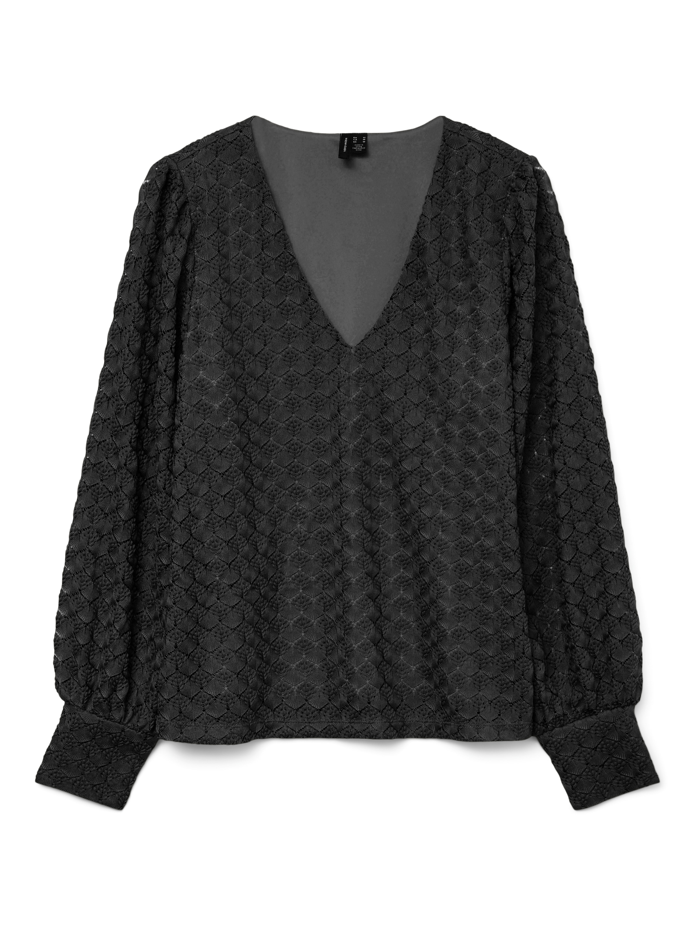 Vero Moda Langarmshirt "VMBECCA LS V-NECK LACE TOP JRS NOOS" günstig online kaufen