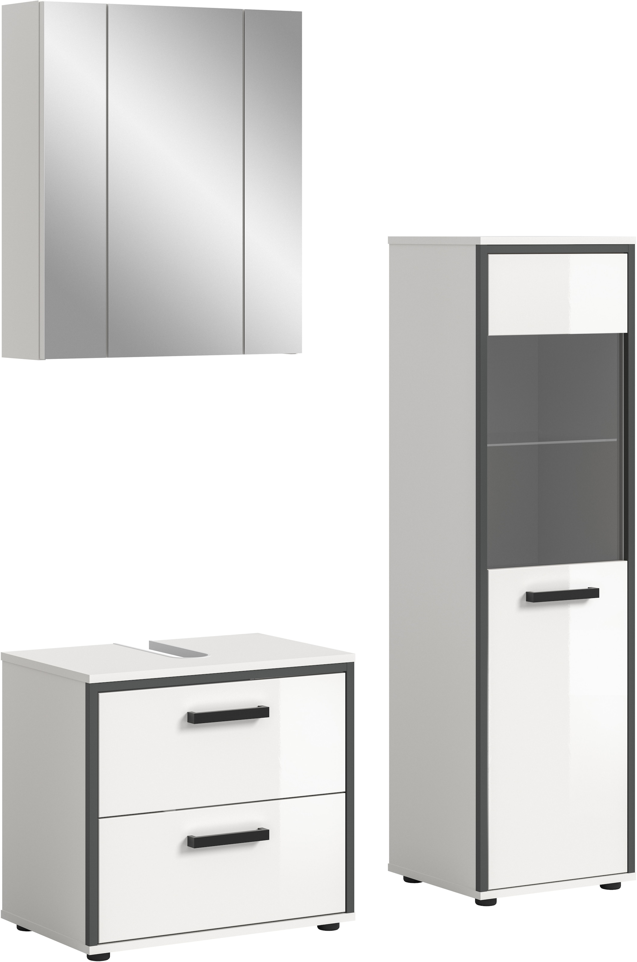 welltime Badmöbel-Set "KAJO, 3-tlg. Badkombination, weiß hochglanz" Set, Se günstig online kaufen