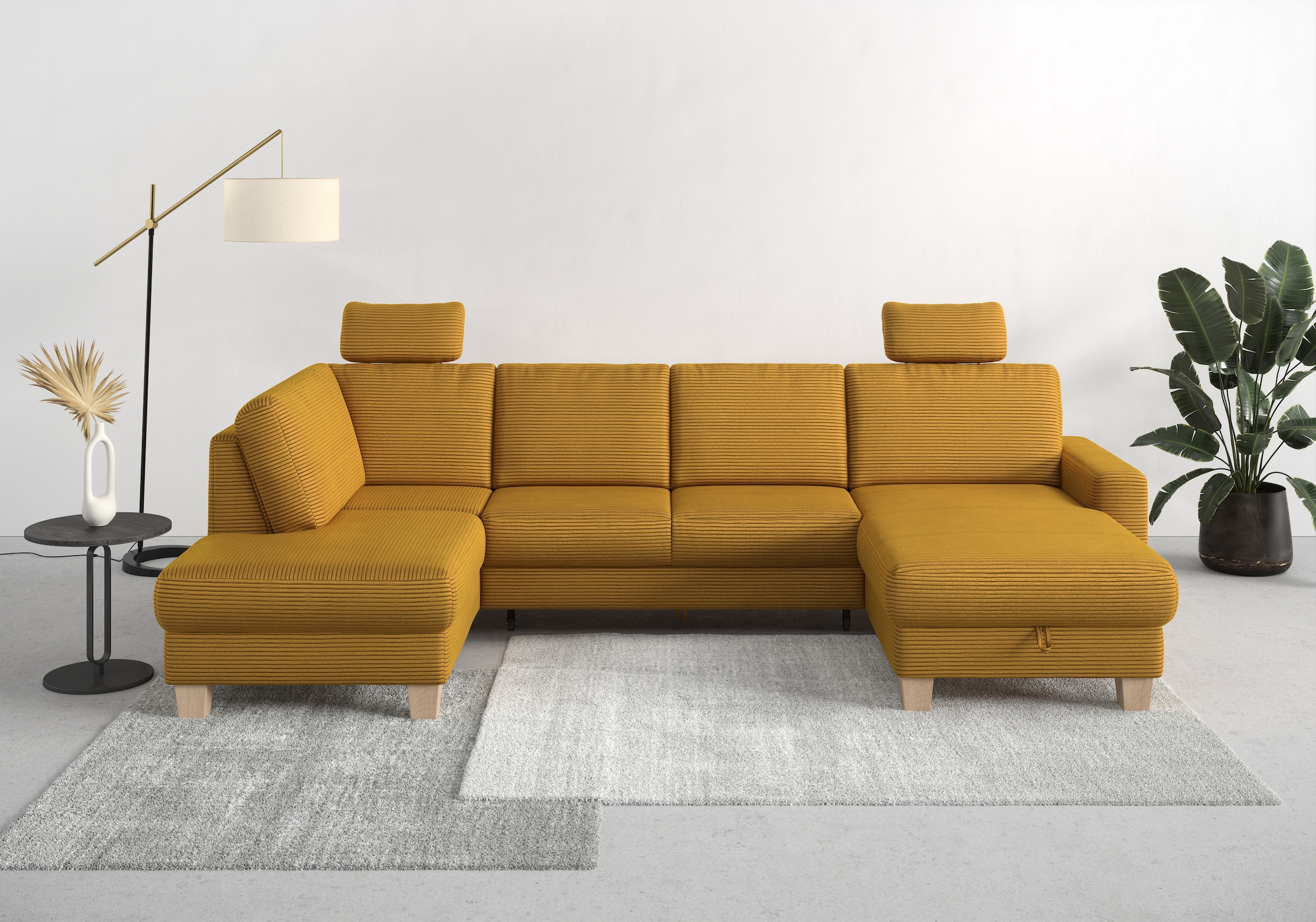 OTTO home Wohnlandschaft "Summer U-Form" mit oder ohne Schlaffunktion und Bettkasten, Cord-Bezug
