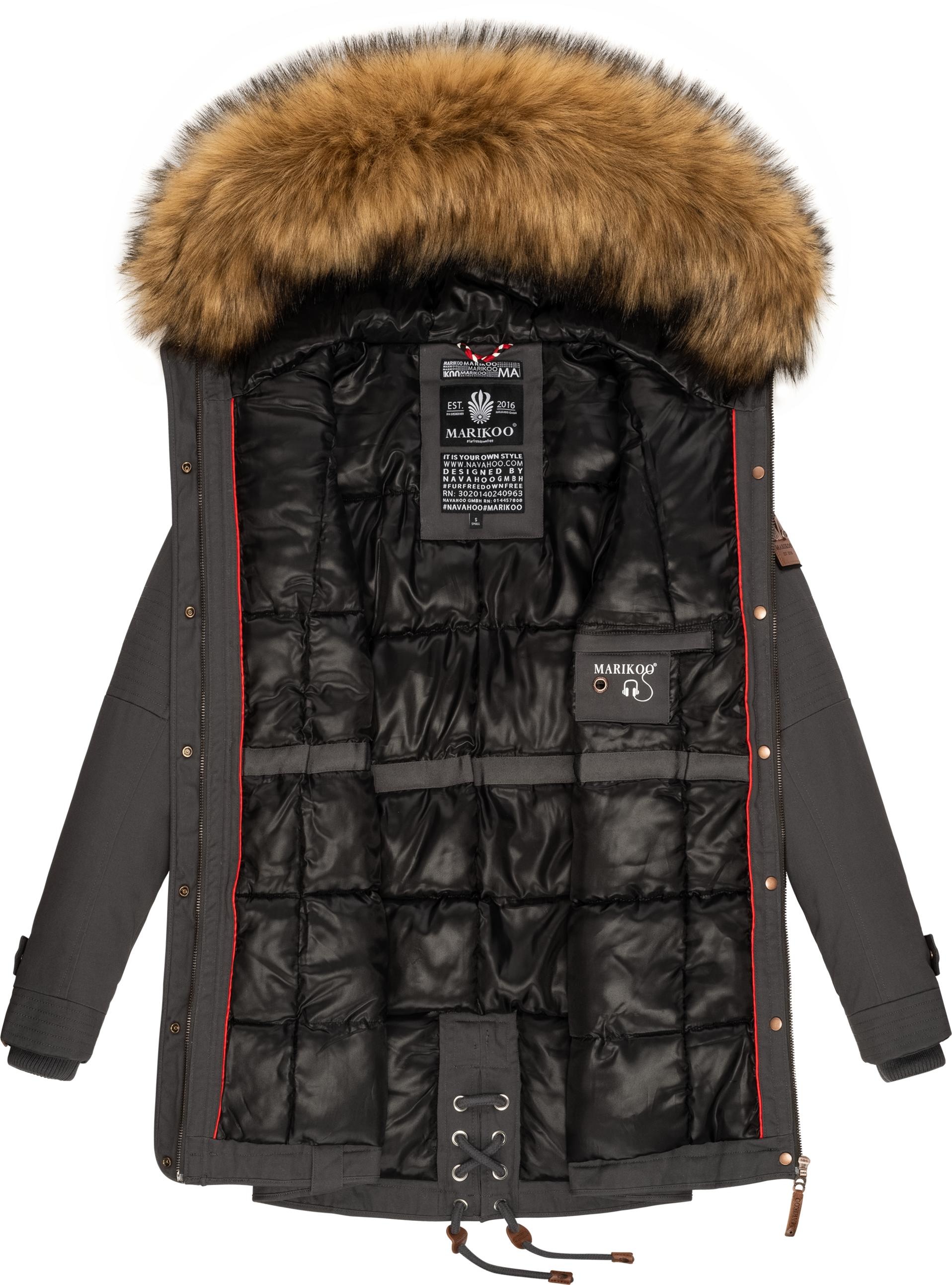 Marikoo Wintermantel »La Viva Prc«, stylischer Winterparka mit abnehmbarem Kunstfell