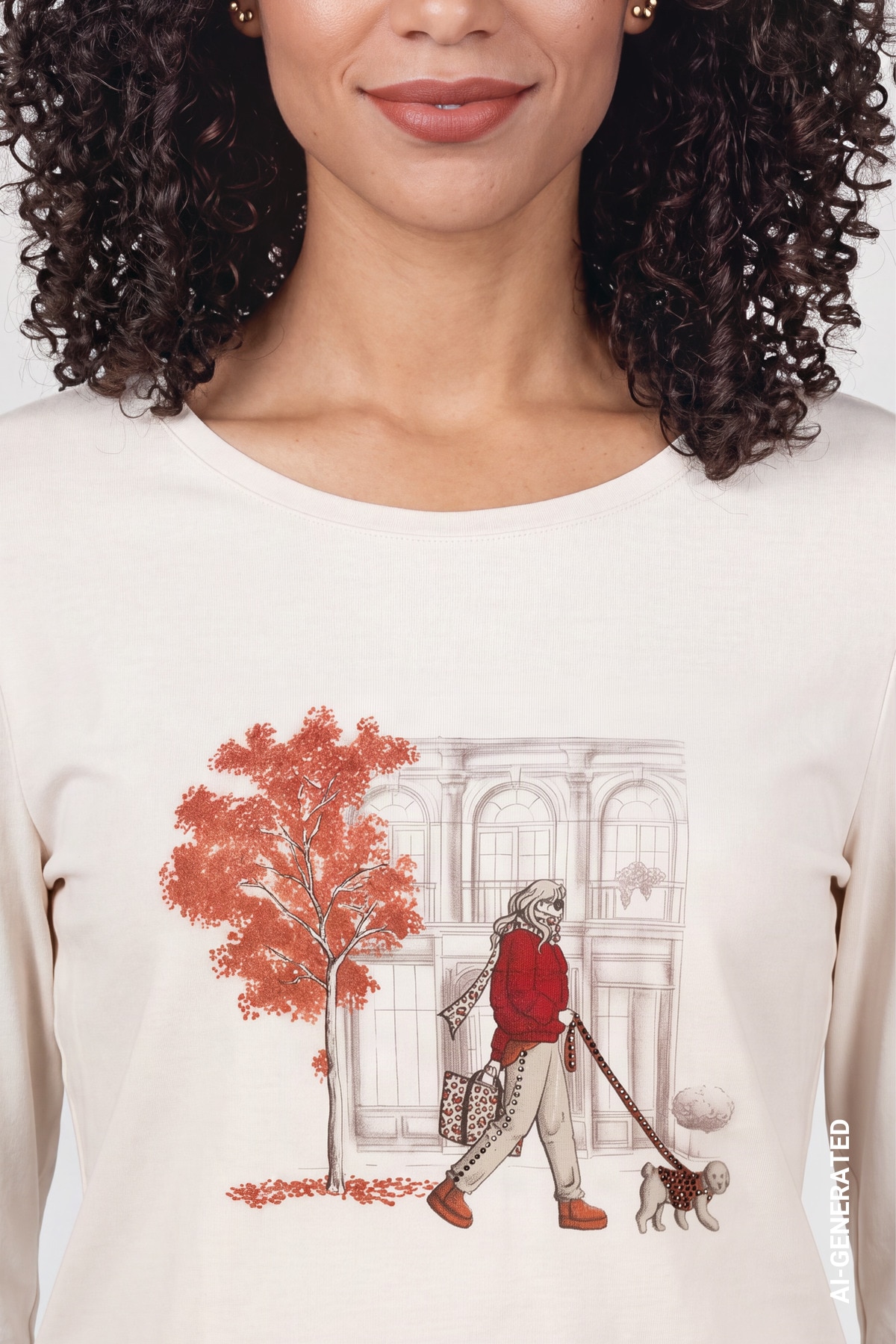 Monari Langarmshirt Regular fit mit Herbstprint