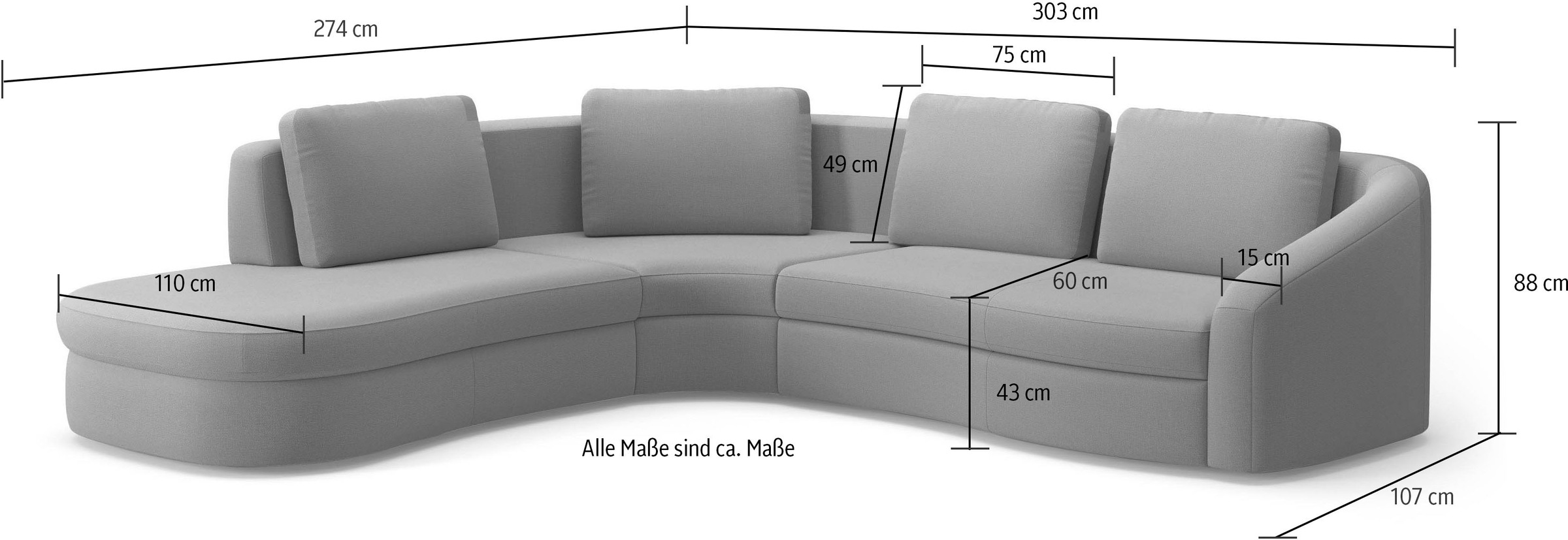 sit&more Ecksofa »Jazz L-Form«, In weiteren Größen erhältlich