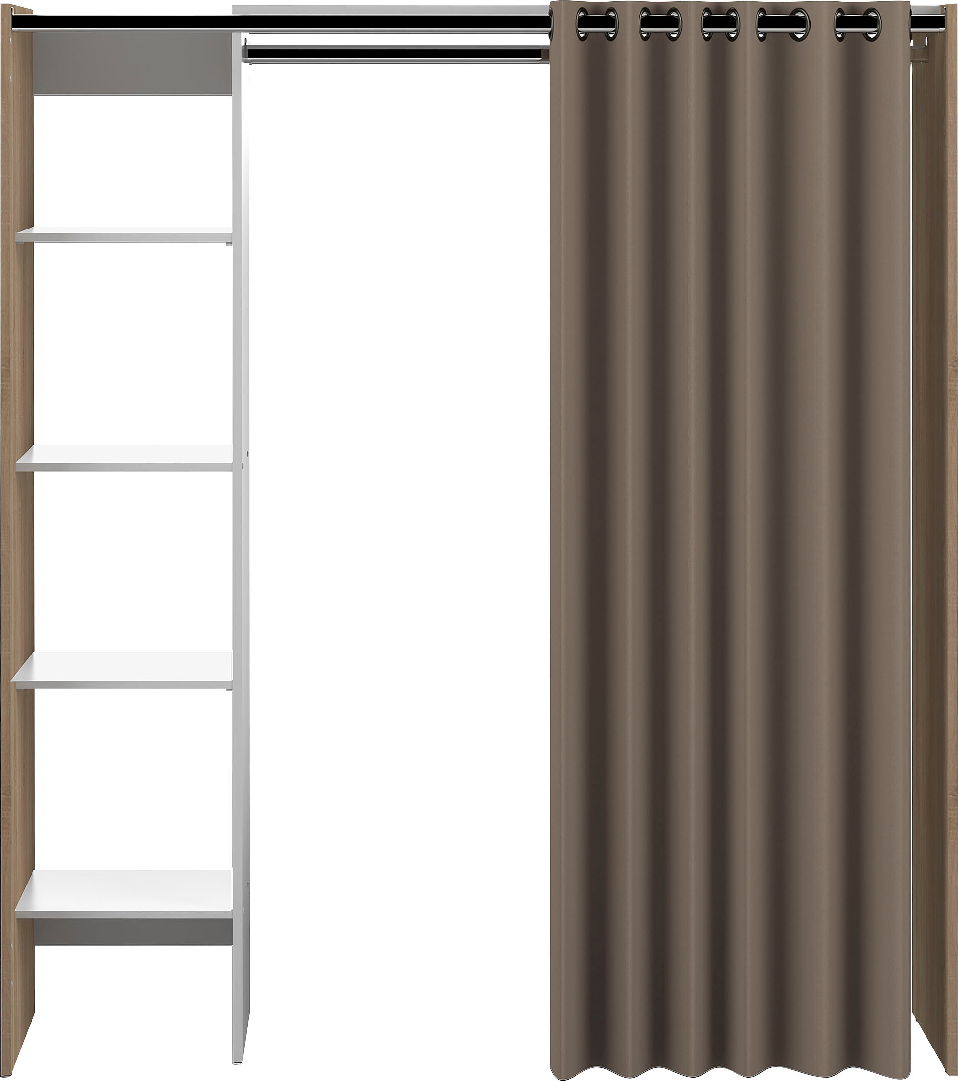 Kleiderschrank »Tom«, ausziehbarer Kleiderschrank, Vorhang und viele Fächer, Höhe 181 cm