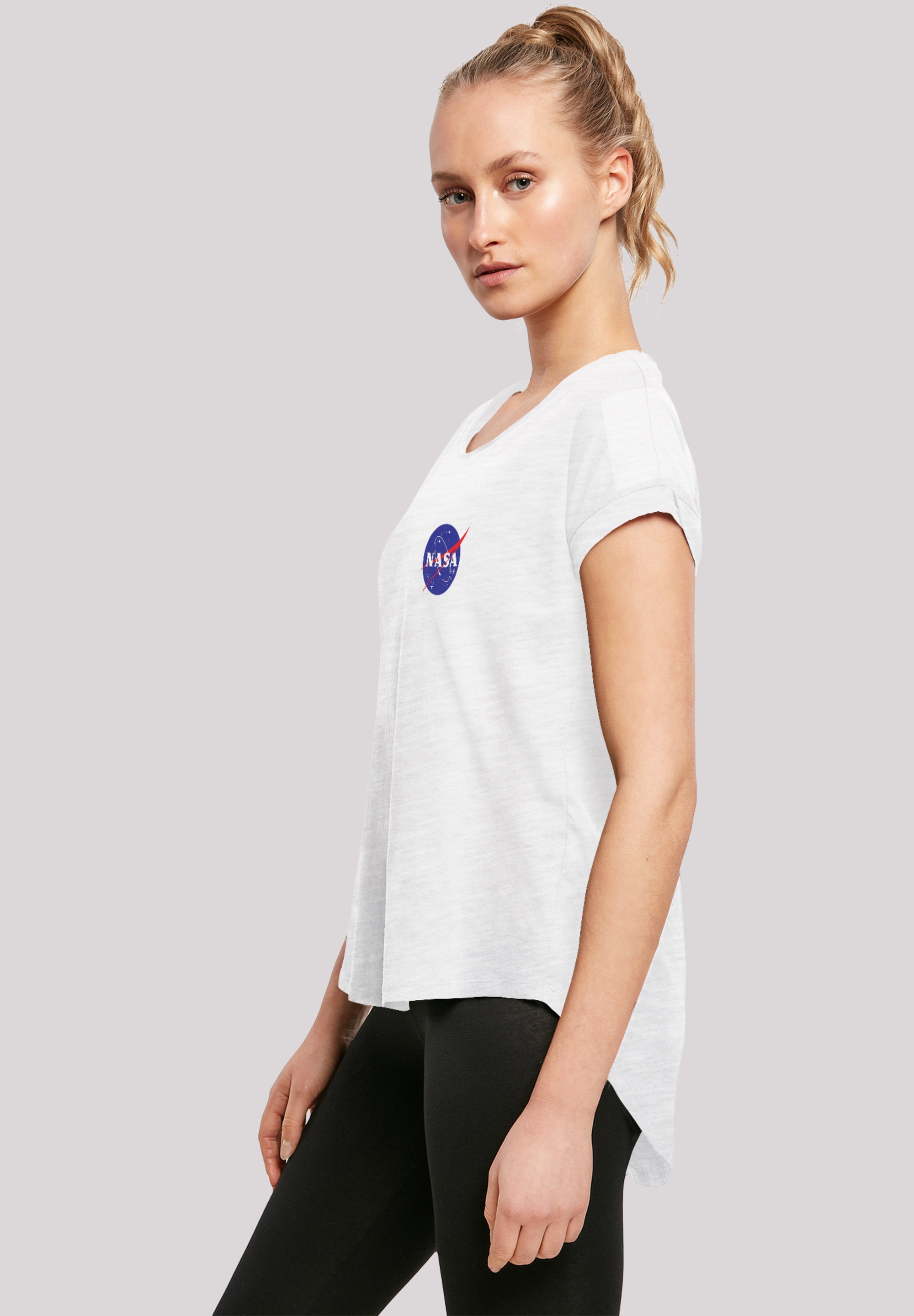 White«, online Damen,Premium BAUR Insignia kaufen Classic NASA T-Shirt F4NT4STIC Chest »Long T-Shirt | Logo Cut Merch,Lang,Longshirt,Bedruckt