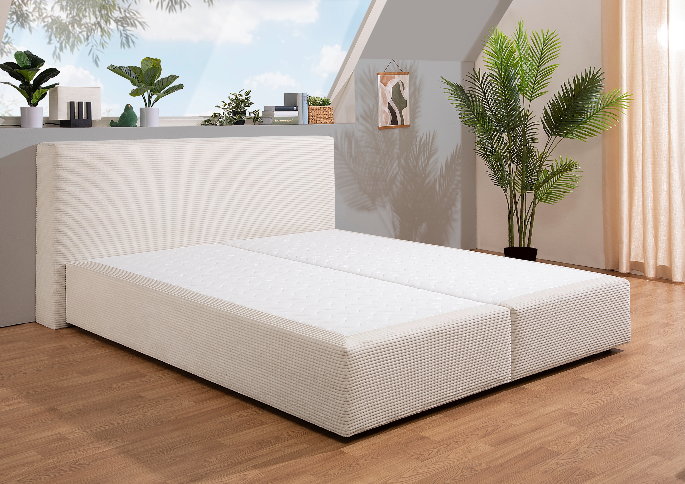 Home affaire Boxspringbett "Åby" In Cord Bezug, wahlweise mit und ohne Matr günstig online kaufen