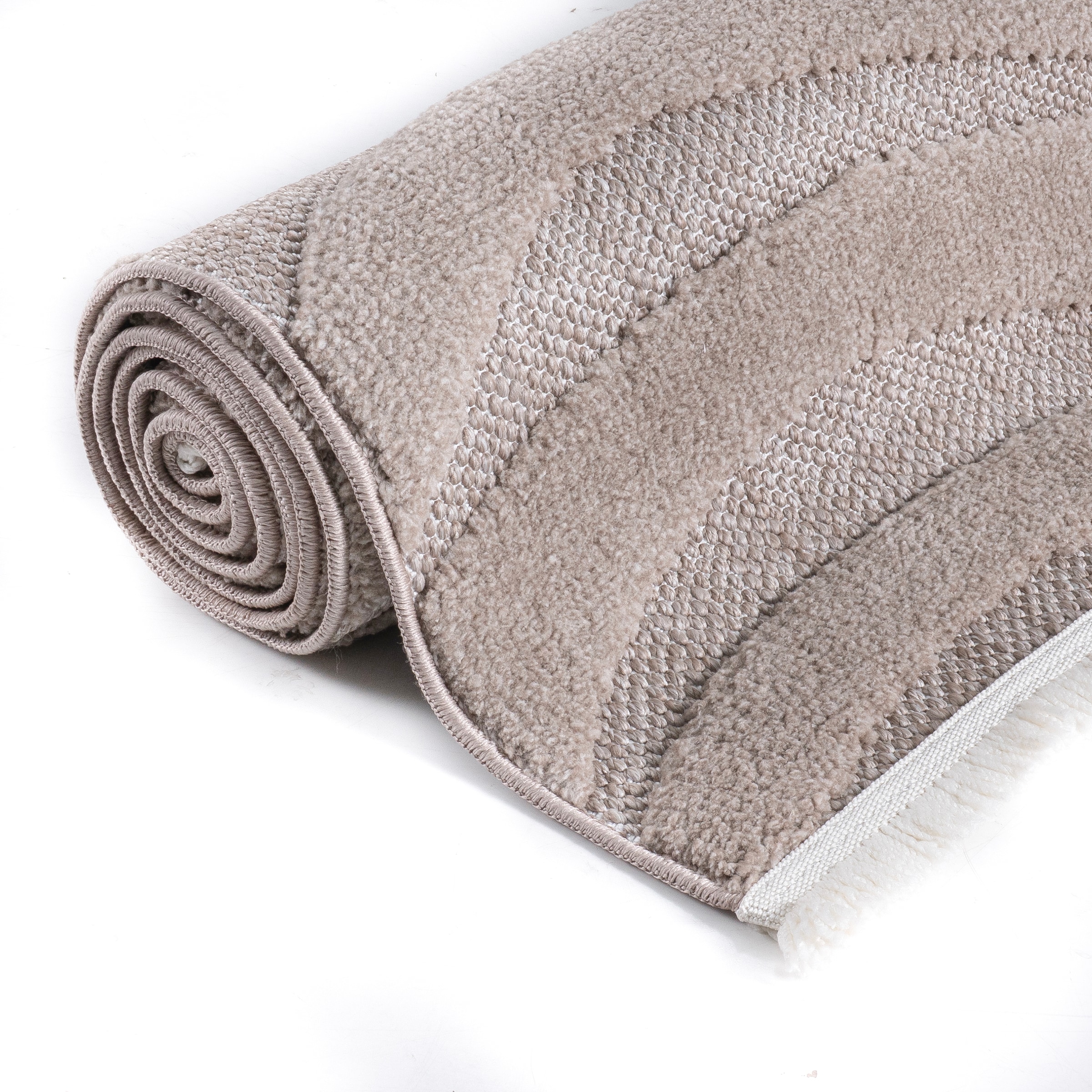 OTTO home Teppich »Samelia mit Fransen, Wellendesign, Balkon, Camping« rechteckig 6 mm Höhe Hoch-Tief-Struktur, In- und Outdoor geeignet für Küche oder Esszimmer