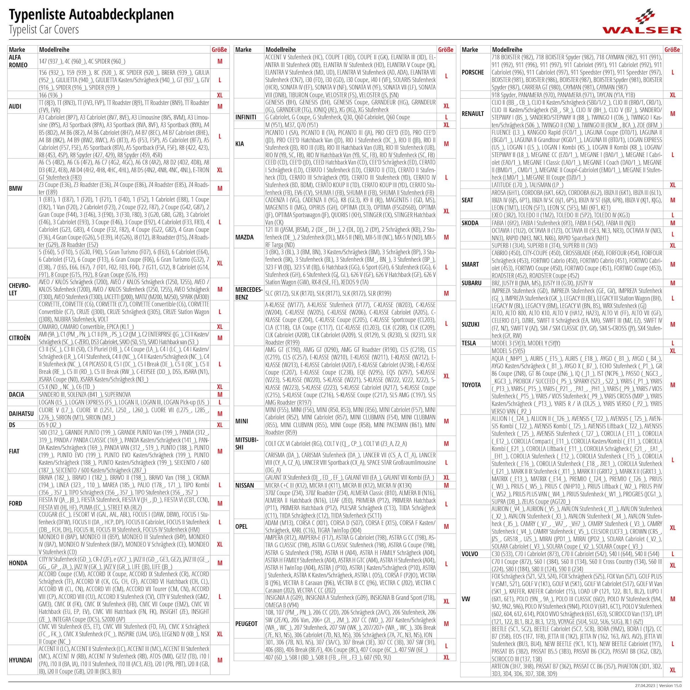 XL | Rechnung per BAUR Fleece«, Größen Autoplane WALSER in den und M, PKW-Abdeckplane, »Indoor L