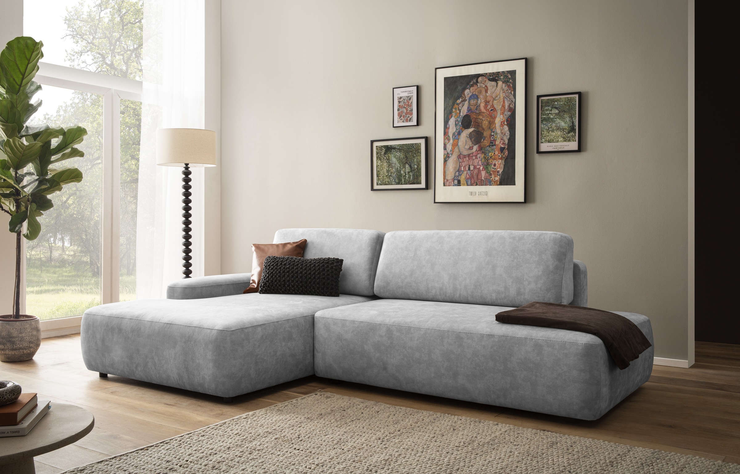 Home affaire Ecksofa "TORGE, Schlafsofa Cord, Samtvelours u. Strukur fein, günstig online kaufen