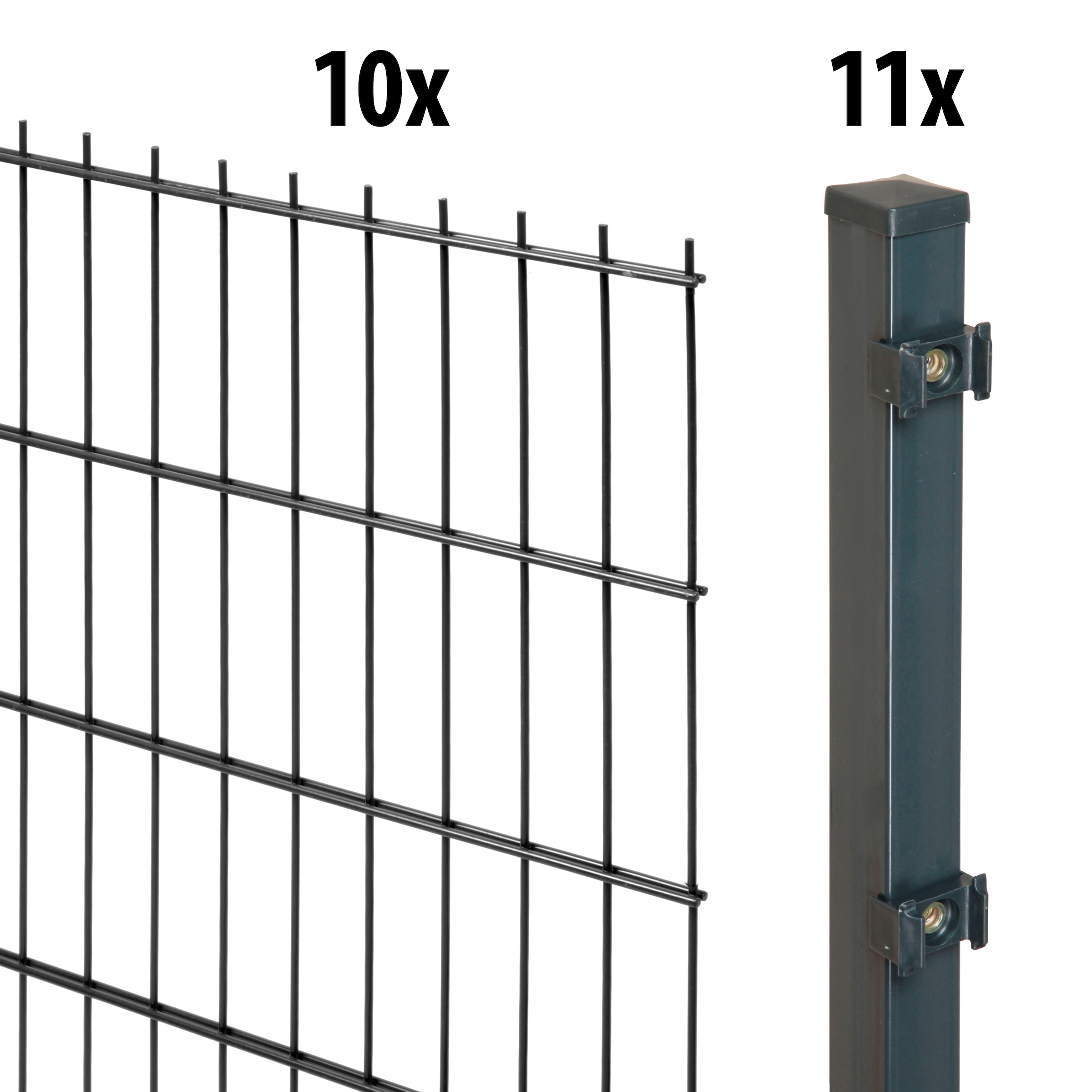 GARDEN N MORE Doppelstabmattenzaun "Standard", 10 Elemente für 20 m, LxH: 200 x 123 cm, mit 11 Pfosten