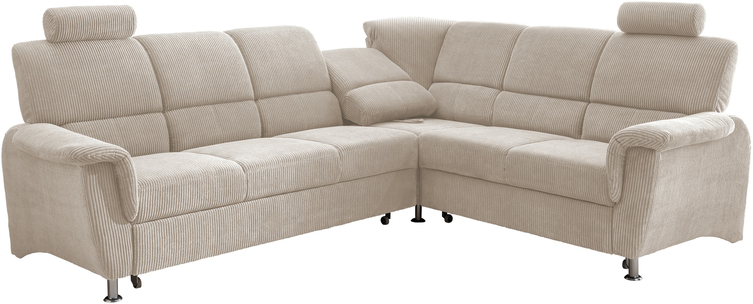Home affaire Ecksofa »Pisa L-Form, mit Schlaffunktion, Stauraum, 2x höhenverstellbare«, Kopfstützen und Relaxfunktion im Eckelement