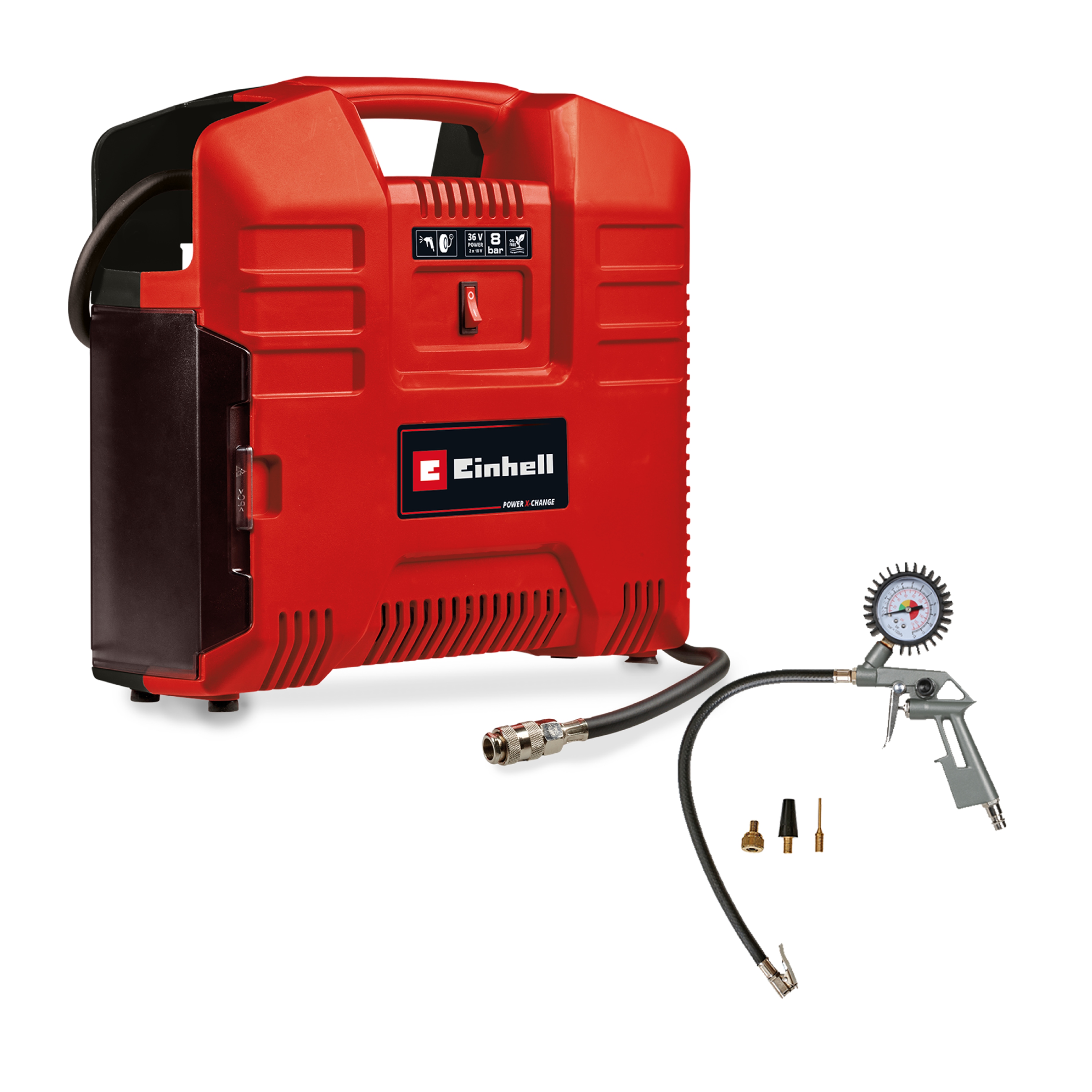 Einhell Koffer-Kompressor "TE-AC 36/8 Li OF Set-Solo" ohne Akku und Ladegerät, inkl. Aufbewahrungskoffer