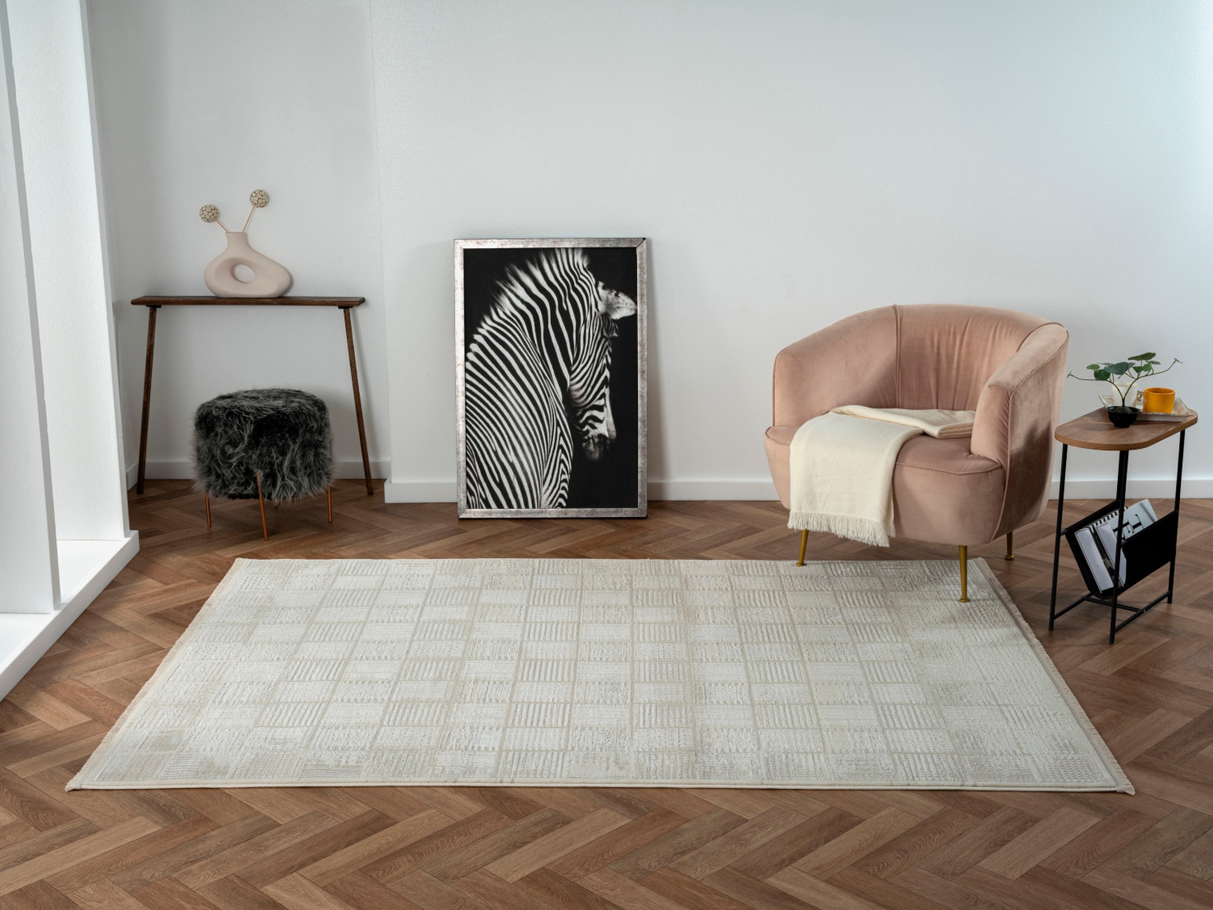 Myflair Möbel & Accessoires Teppich »My House Lagerräumung«, rechteckig, 10 mm Höhe, Kurzflor, Retro-Style, besonders weich durch Microfaser, mit Fransen