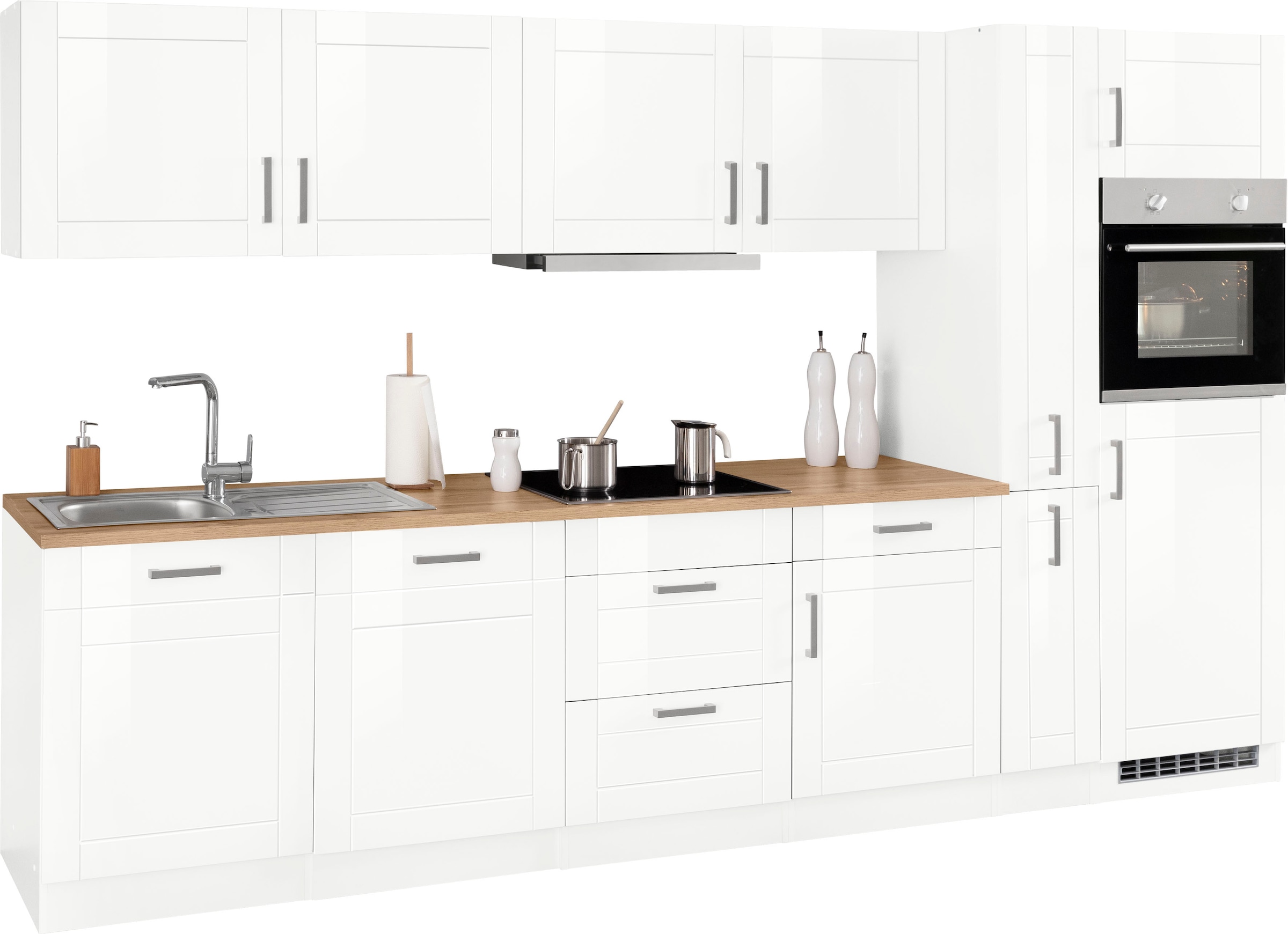 KOCHSTATION Küchenzeile »KS-Tinnum« mit E-Geräten, Breite 330 cm