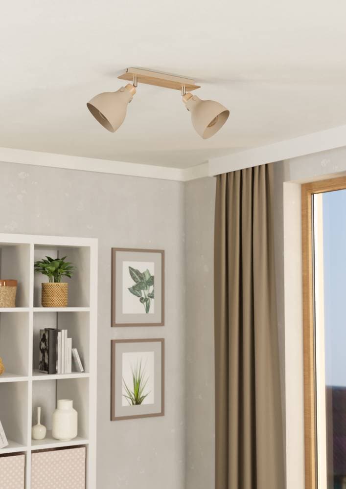 EGLO Deckenspot »ARRECIFE Wandstrahler, Stahl, E27, IP20, Wohnzimmerlampe, Flurlampe« E27 1 Stk. Spot, L53,1 x B14,5 x H23,5 cm, braun, nickel-matt, 2X28W exkl.