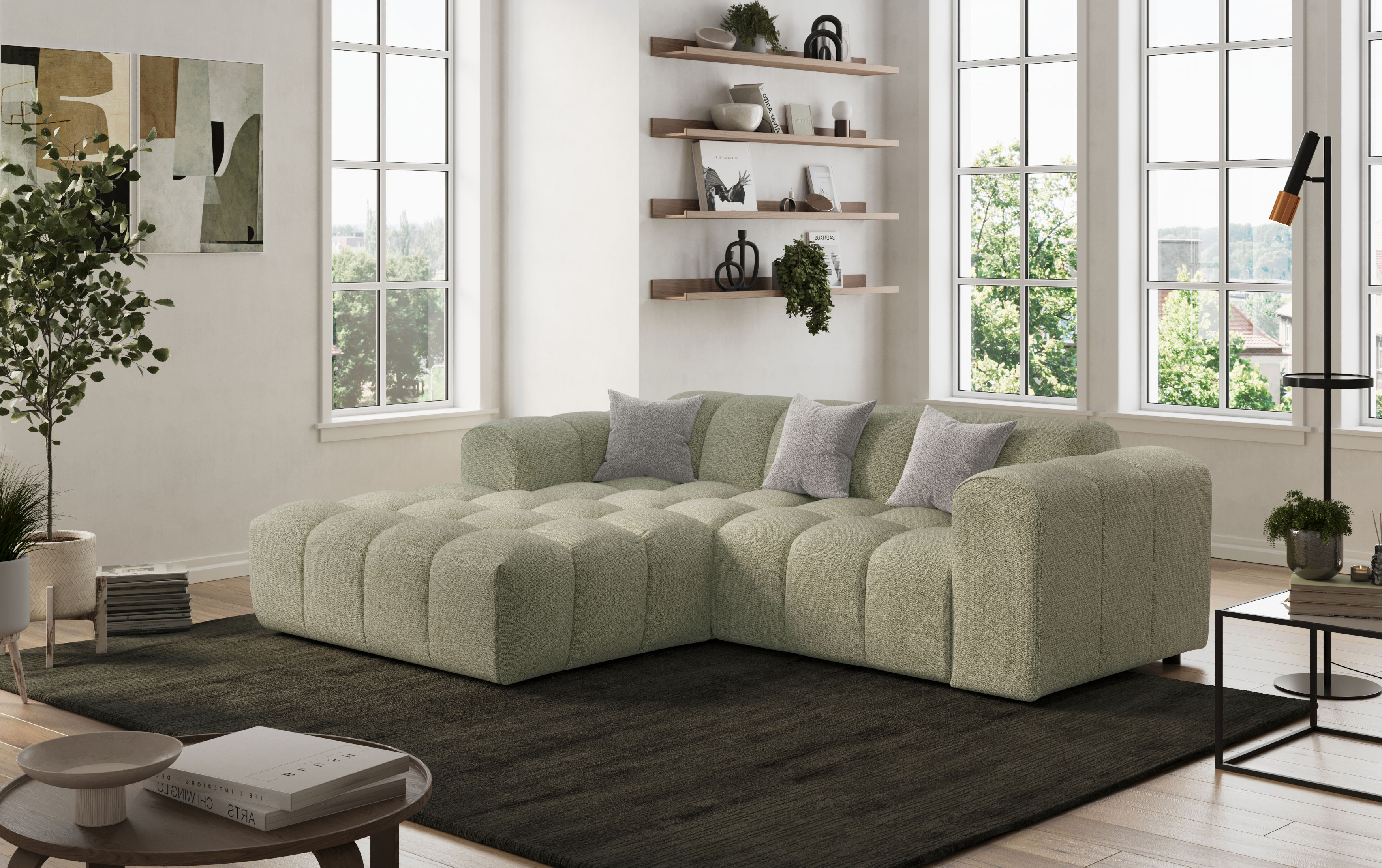 COTTA Ecksofa "Rocco L-Form, B: 248 cm, modernes Bubble-Sofa, großzügiger Sitzkomfort" Wohnlandschaft-Charakter, frei stellbar, modernes Design