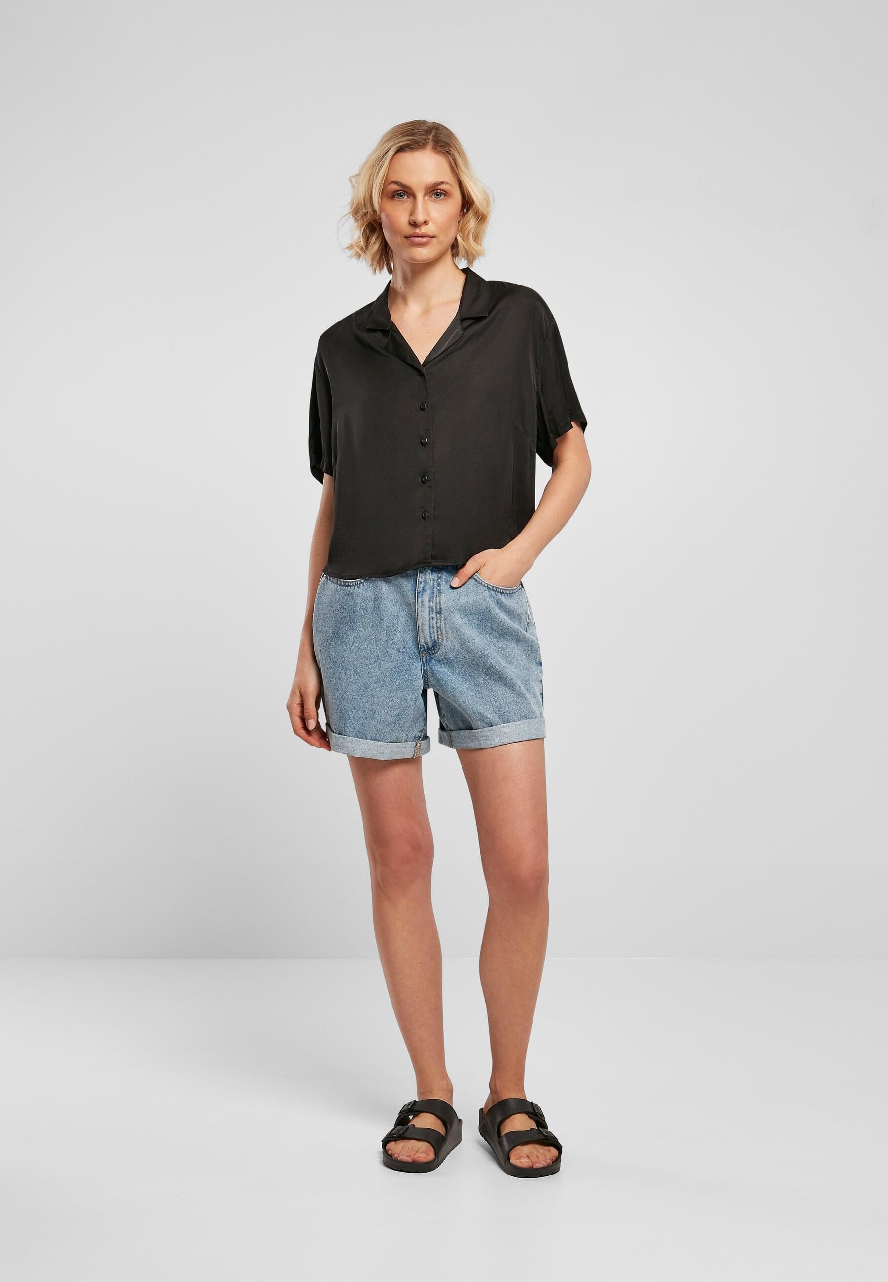 online Satin (1 BAUR CLASSICS Resort Shirt«, URBAN »Damen Langarmhemd bestellen Ladies Viscose | tlg.)