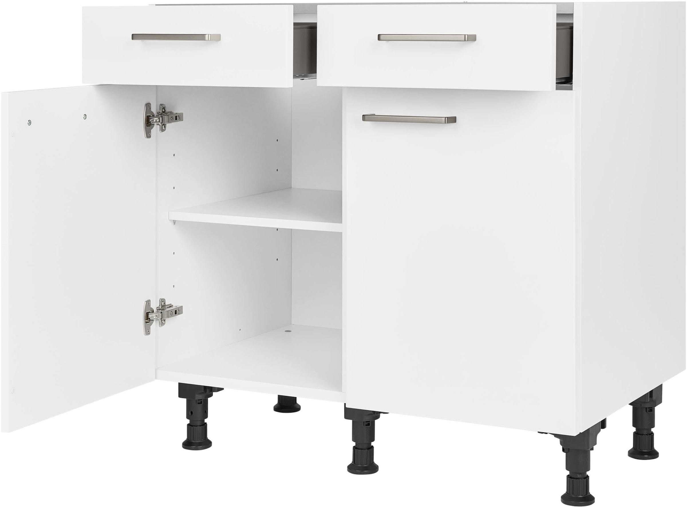 nobilia® Unterschrank »"Touch", vormontiert, Breite 90 cm, Soft-Close-Funktion«, bei den Schubkästen, inkl. höhenverstellbare Sockelfüße