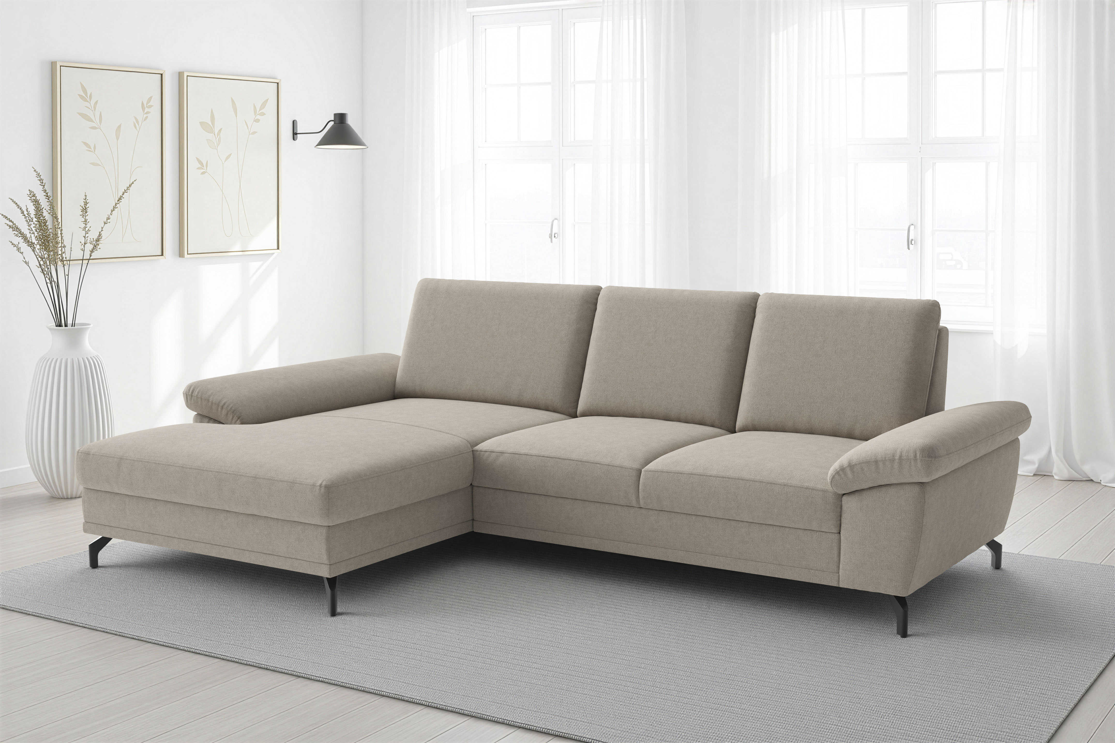 sit&more Ecksofa "Chelsea L-Form, B: 264 cm, Armteil- & Sitztiefenverstellung" optional Schlaffunktion und Bettkasten