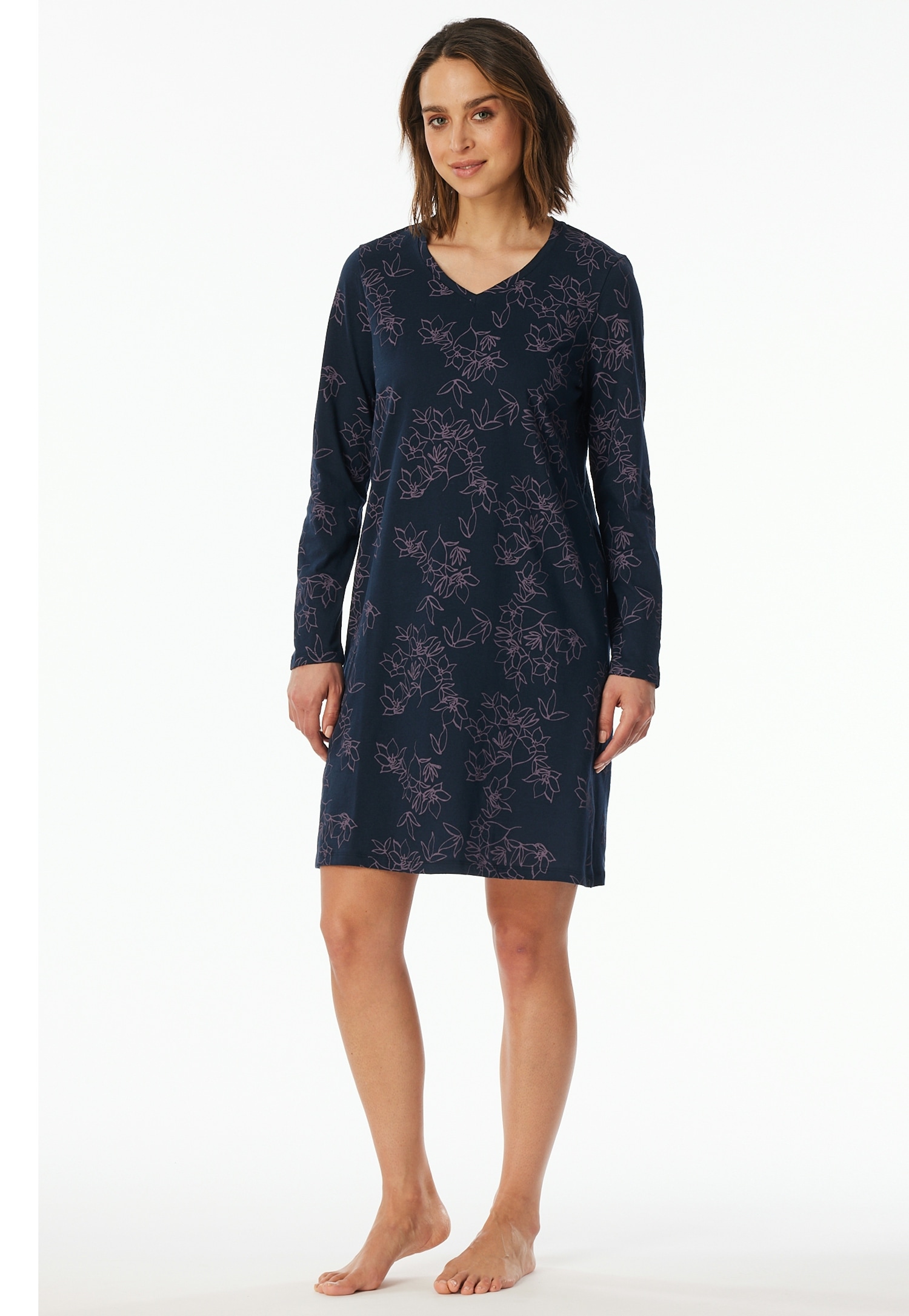 uncover by SCHIESSER Nachthemd »UNCOVER Nightwear«, Baumwolle, Single Jersey-Qulität, V-Neck, weich, atmungsaktiv