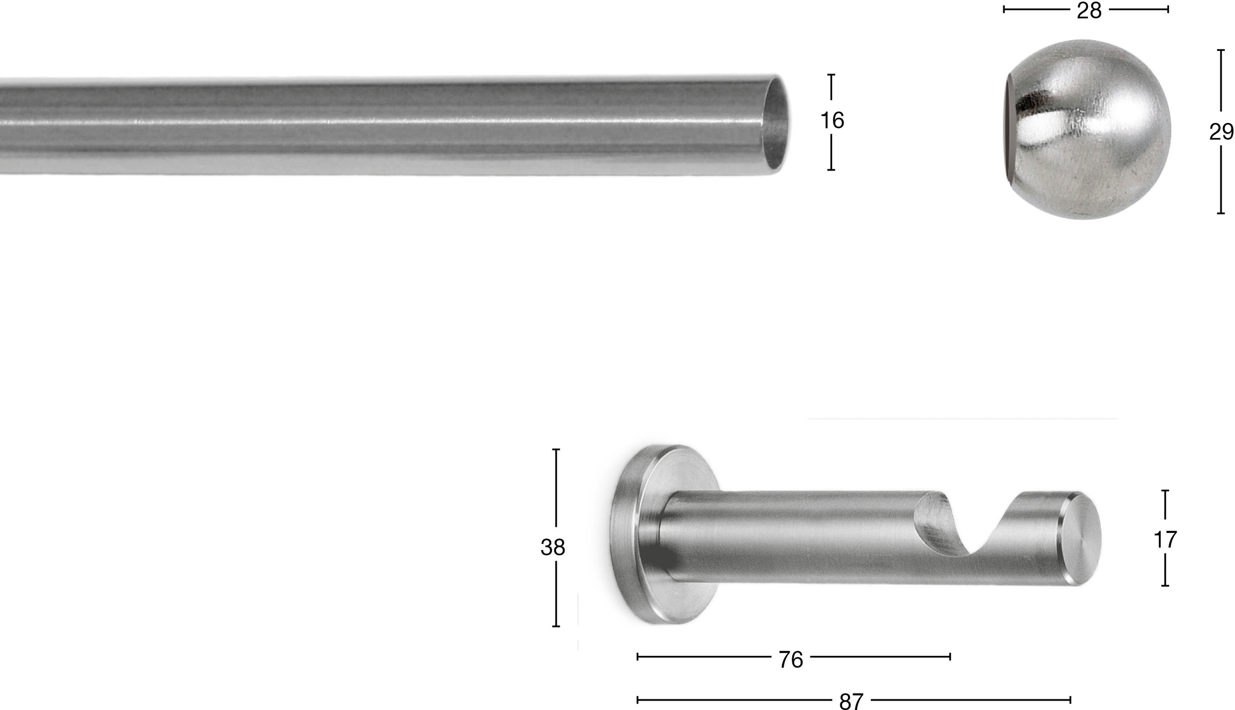 GARESA Gardinenstange "KUGEL" Ø 16 mm 1 läufig-läufig Wunschmaßlänge;Träger günstig online kaufen