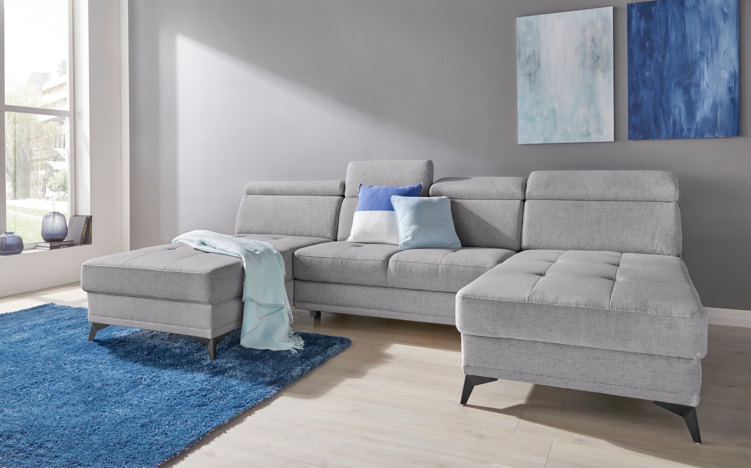 Home affaire Wohnlandschaft "Cardiz U-Form" inkl.Kopfteilverstellung und Fe günstig online kaufen