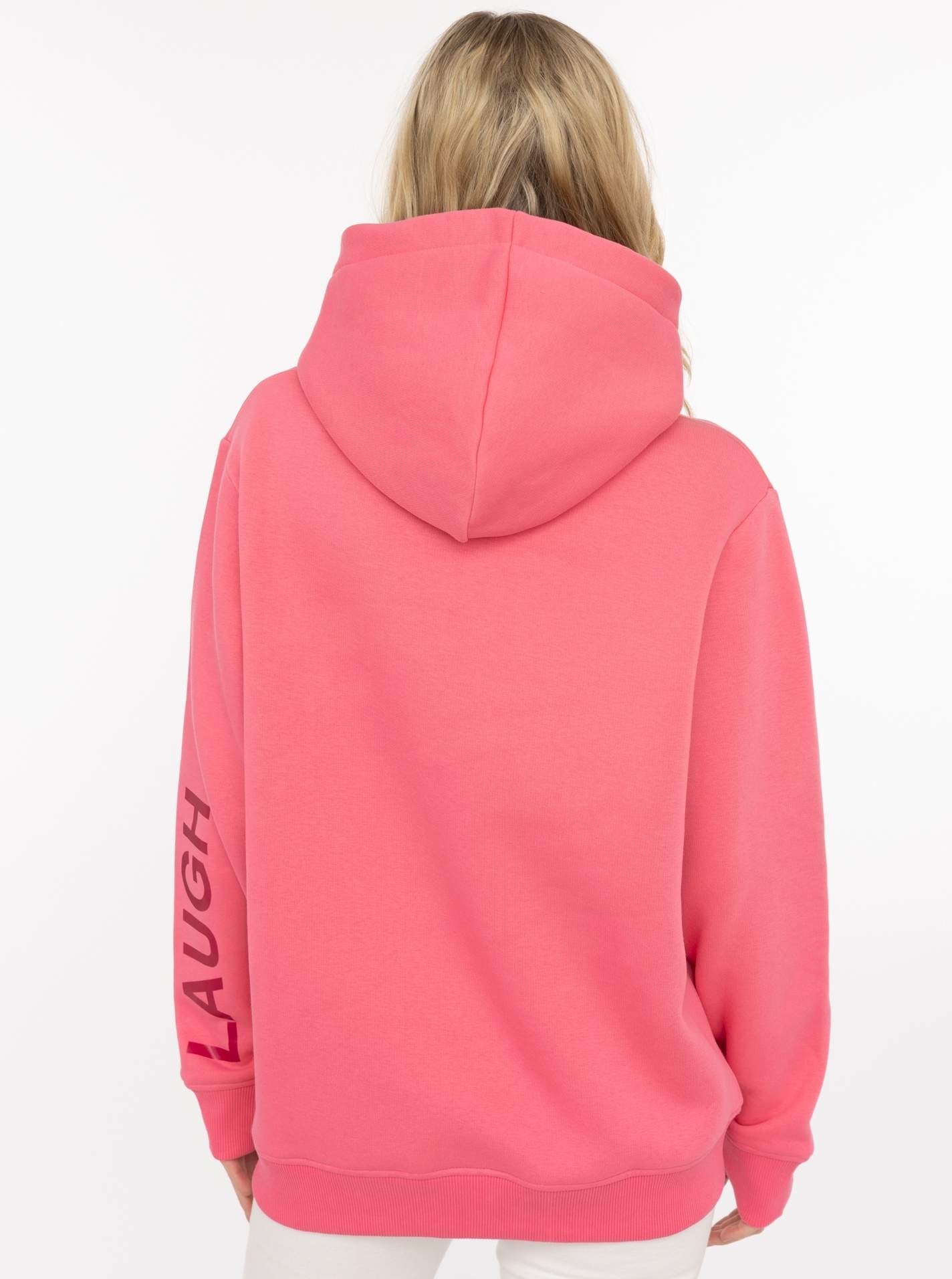 Zwillingsherz Hoodie »"SMILE & LAUGH"«, Print am Arm und Brust, Kapuze mit bedruckter Kordel, Kängurutasche
