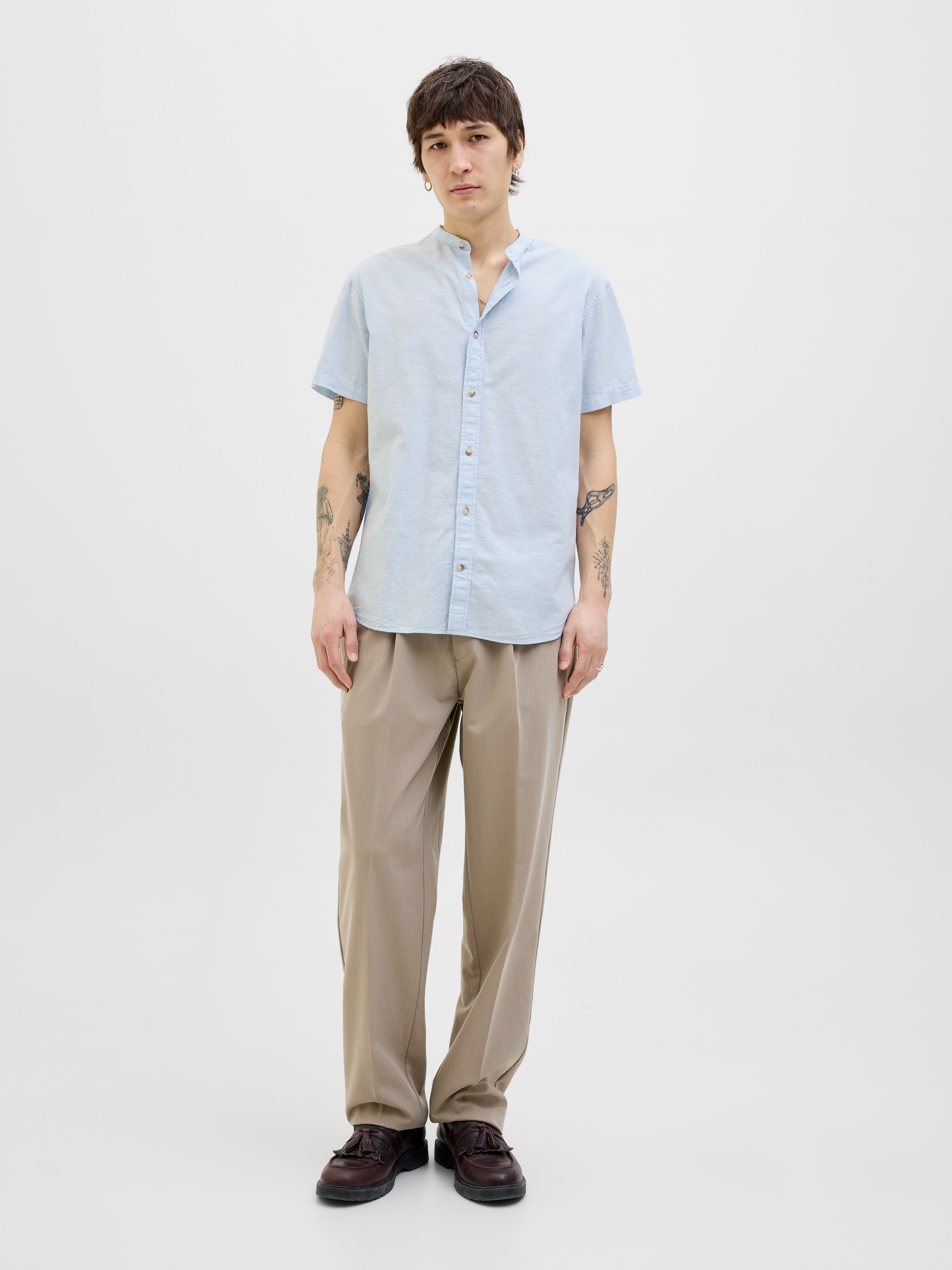 Jack & Jones Kurzarmhemd »JJESUMMER BAND SHIRT SS SN«, mit Bandkragen