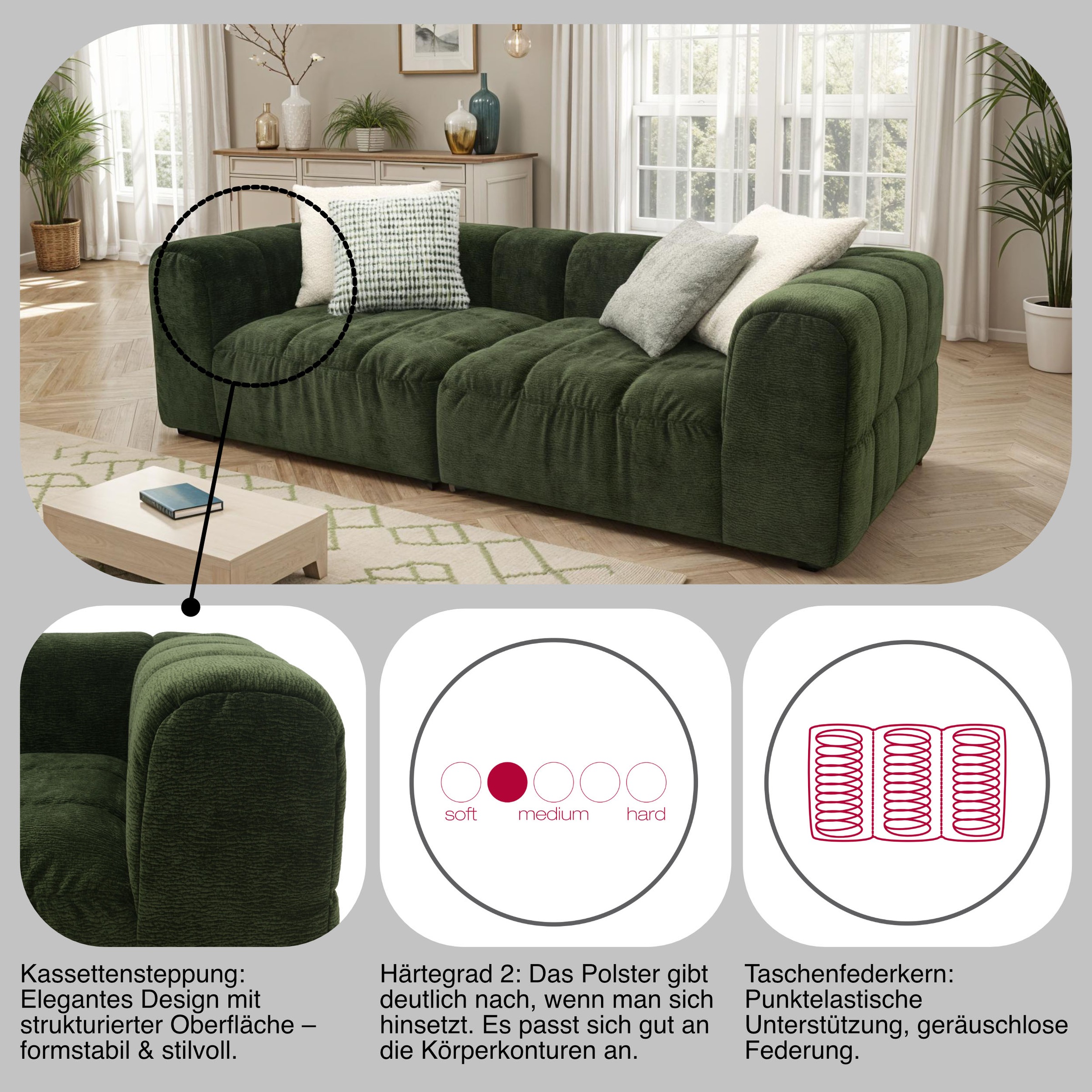 Thumbnail - DOMO collection Big-Sofa "Ghent Megasofa in 2 Breiten, modern, bequem, Breite 220 oder 250cm" Mit Taschenfederkern und K...
