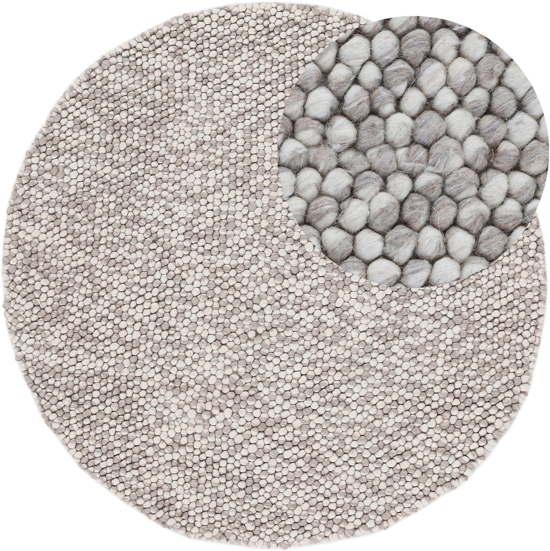 Teppich »Calo«, rund, Handweb Teppich, Uni-Farben, meliert, handgewebt, 70% Wolle
