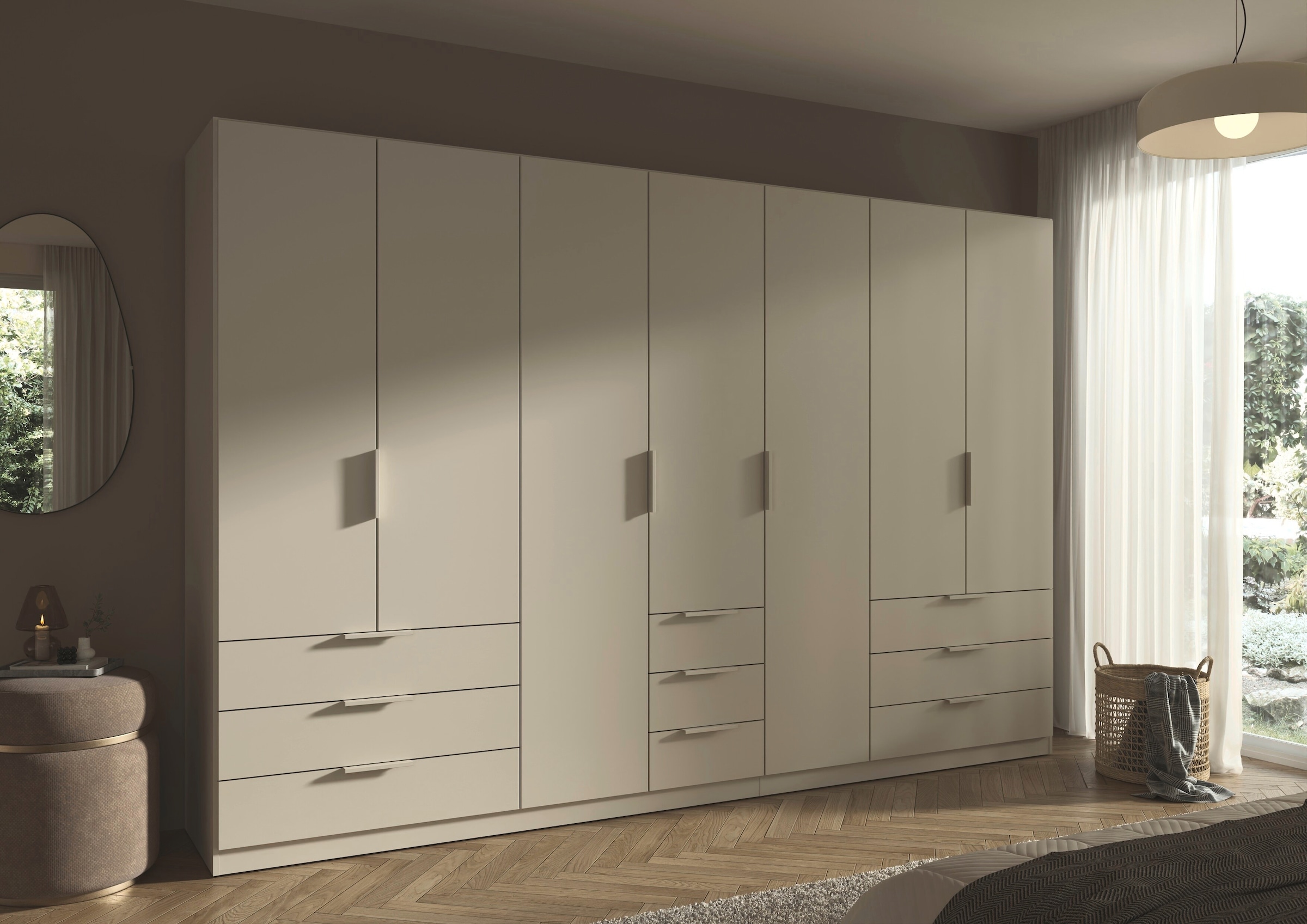 OTTO home Kleiderschrank »Mehrzweckschrank Schrank Schlafzimmer Garderobe Mietswohnung XEELINA« Mehr Flexibilität durch variable Schubladenanordnung MADE IN GERMANY