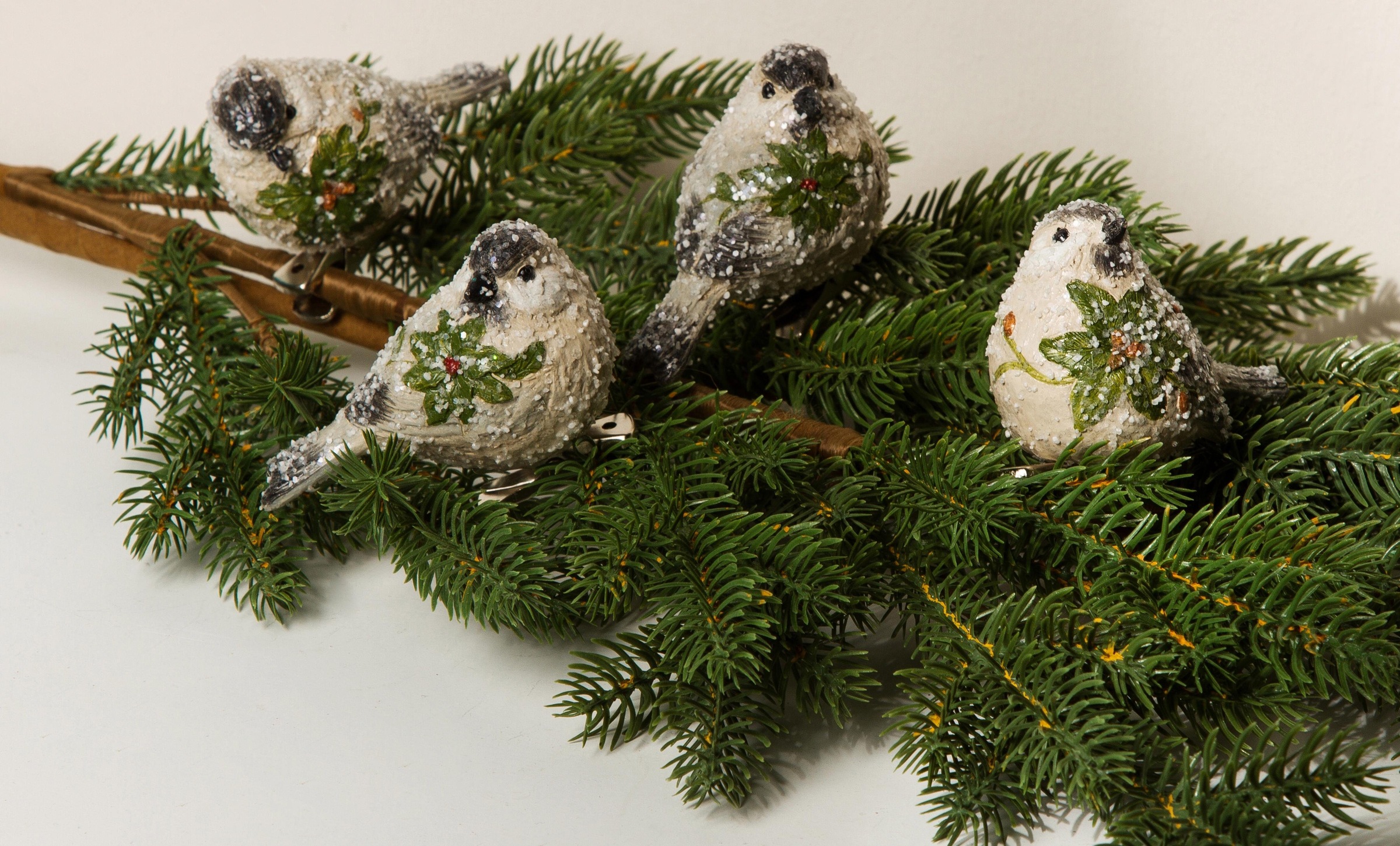 Home affaire Weihnachtsbaumklammer »Vögel, Weihnachtsdeko, Christbaumschmuck«, (Set, 4 tlg.), mit Schneeglitter