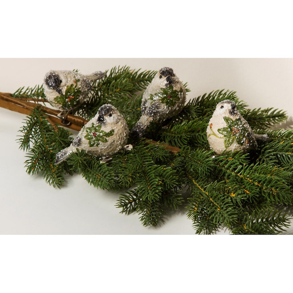 Home affaire Weihnachtsbaumklammer »Vögel, Weihnachtsdeko, Christbaumschmuck«, (Set, 4 tlg.)