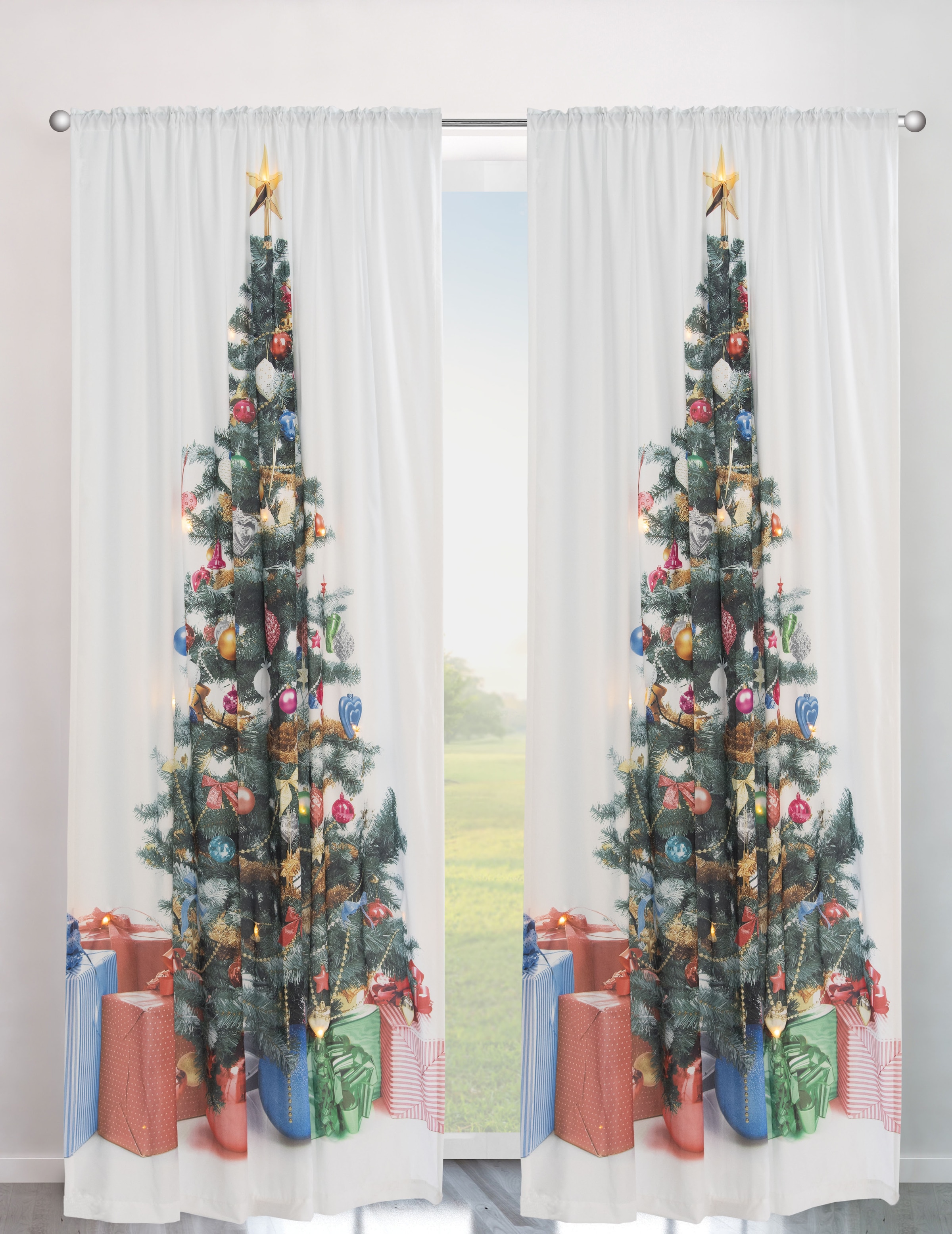 Vorhang »Xmas Tree W/LED«, (1 St.), Blickdicht, Tannenbaum, weihnachtlich, HxB:...