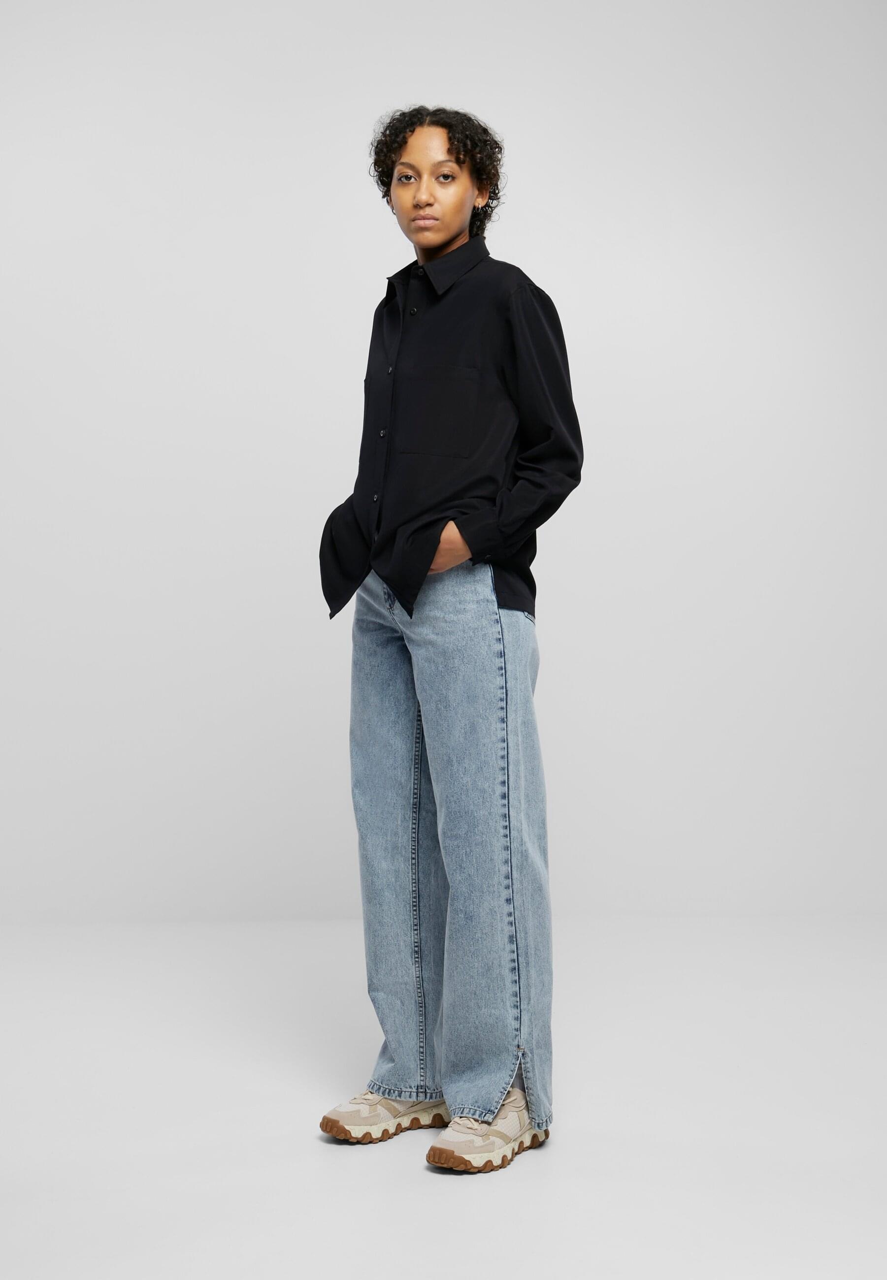 URBAN CLASSICS Langarmhemd »Urban Classics Damen Ladies Oversized Twill Shirt«