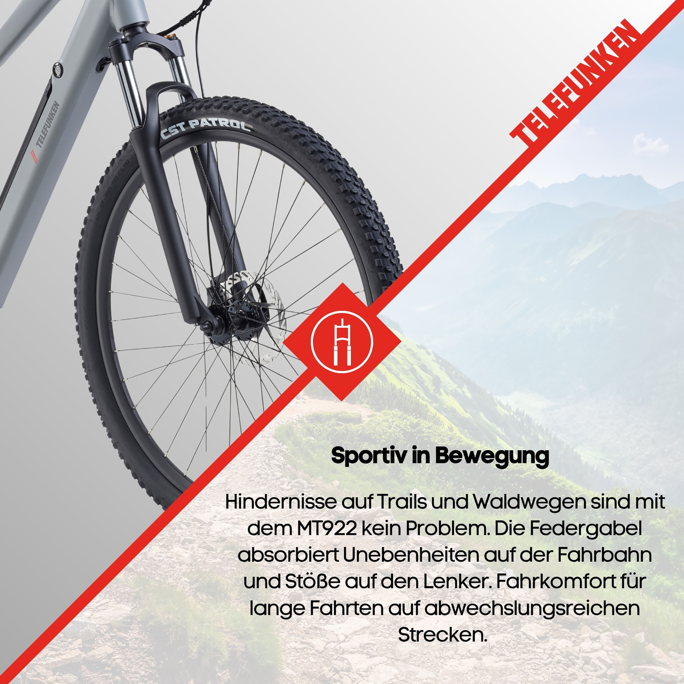 Telefunken »Aufsteiger MT922« 7 Gang Shimano TY300D Schaltwerk Kettenschaltung Heckmotor 250 W Pedelec, Elektrofahrrad, Damen u. Herren, E-MTB, Mountainbike, 29 Zoll