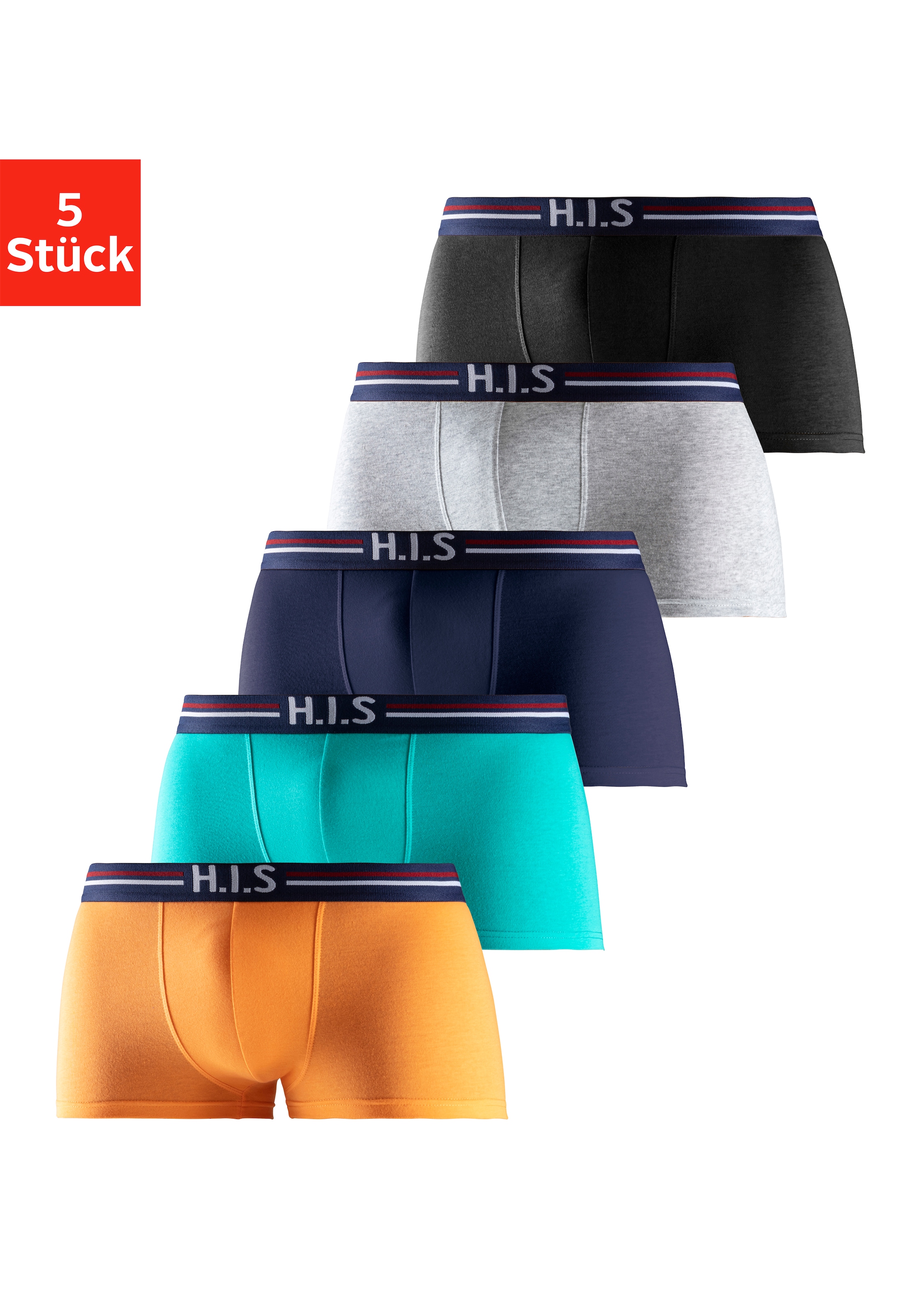 H.I.S Hipster Packung, 5 Stk. knapp sitzende Boxershorts mit Streifen aus B günstig online kaufen