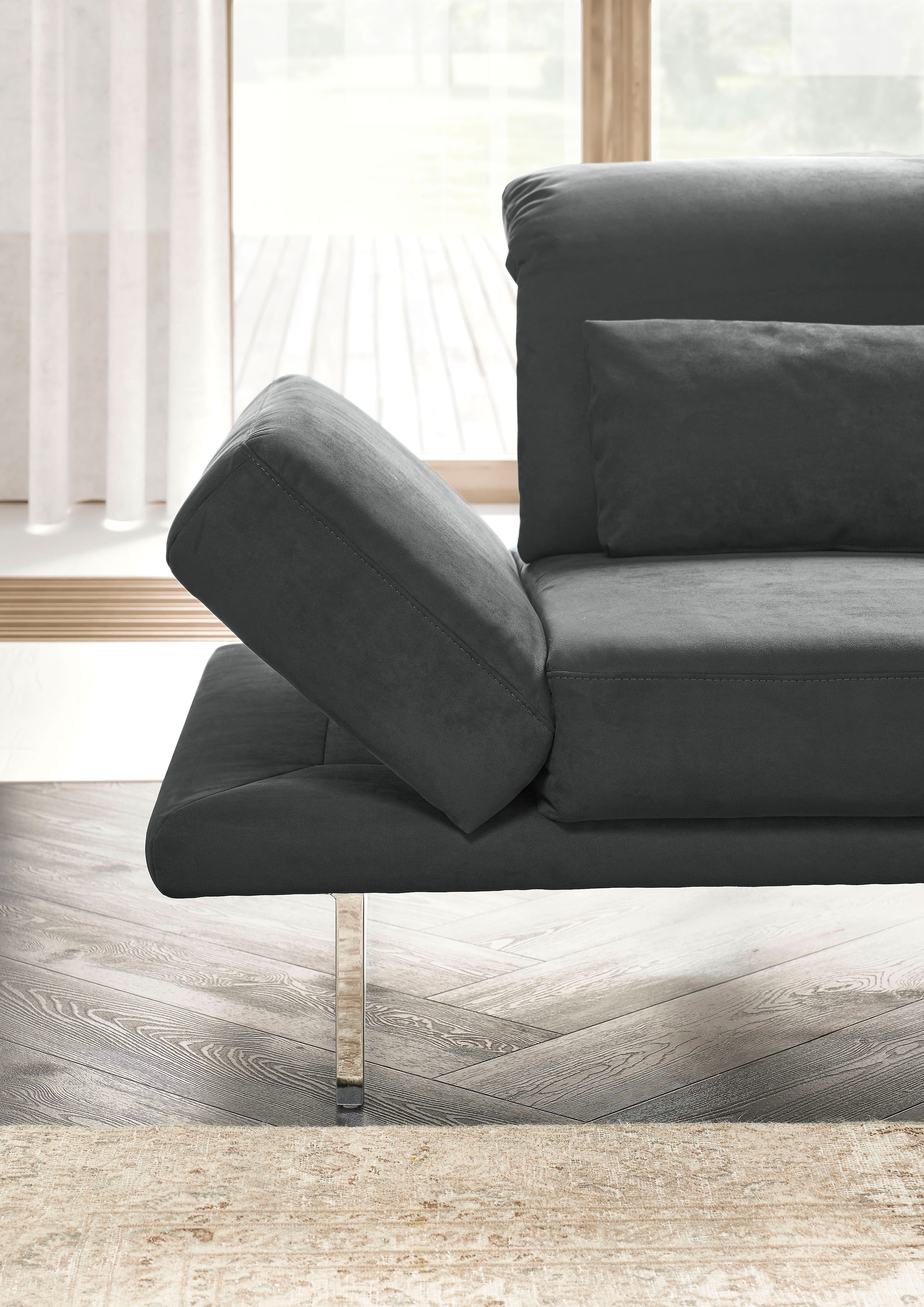 3C Candy Ecksofa »Mallow Designsofa mit Komfortfunktionen, modern und bequem, L-Form«, Verstellbare Armlehne und Kopfteil, manuelle Sitztiefenverstellung