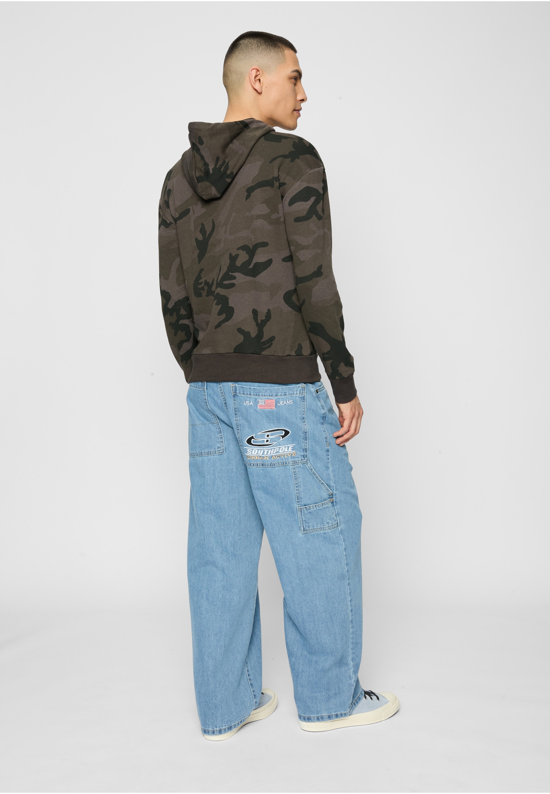 URBAN CLASSICS Kapuzenpullover »Urban Classics Herren High Neck Camo Hoody« 1 Stk.