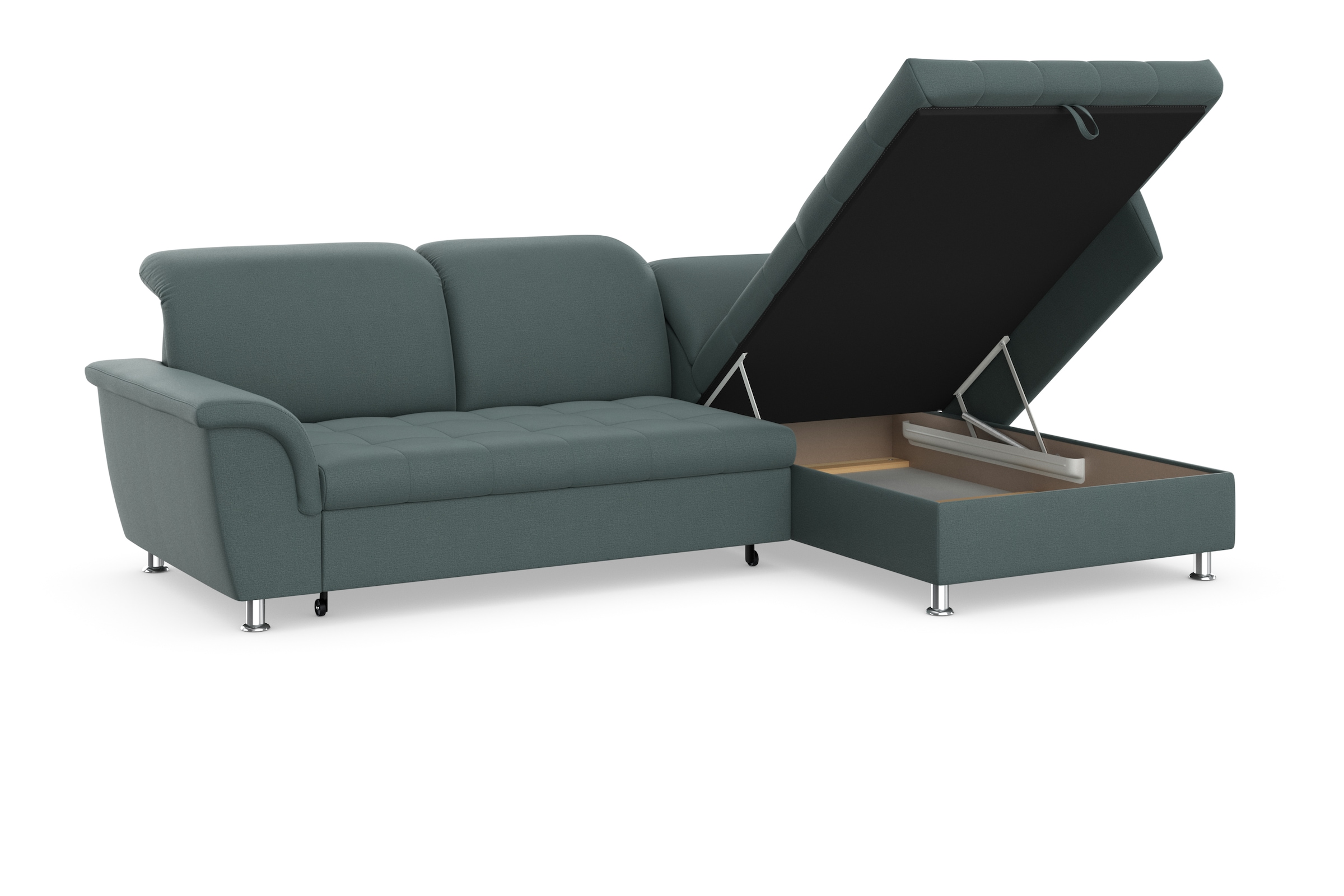 DOMO collection Ecksofa Franzi, wahlweise mit Bettfunktion, Bettkasten und Kopfteilverstellung
