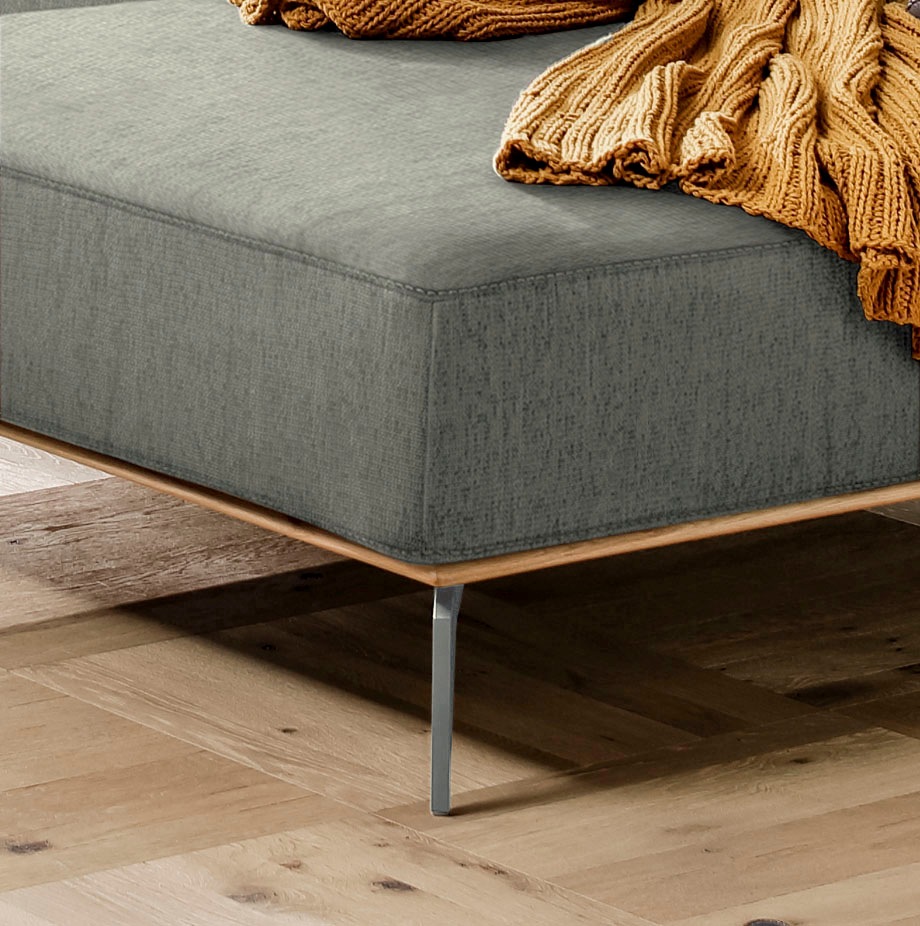 W.SCHILLIG Ecksofa »run«, mit elegantem Holzsockel, Füße in Silber matt, Breite 279 cm